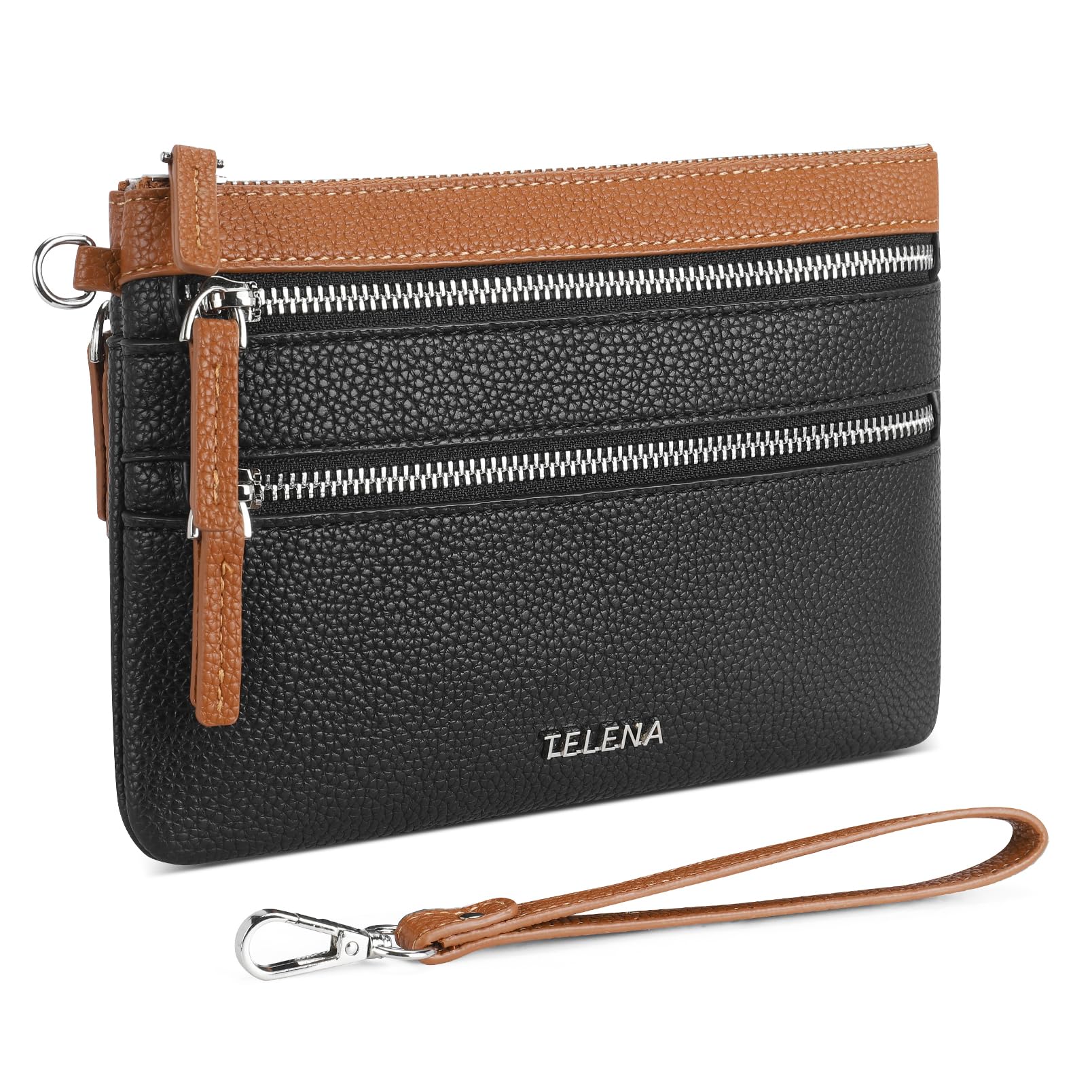 Telena RFID Blocking Leather Wristlet Wallet for Women - Slim Clutch Purse with Card Holder | Perfect for Everyday Use, Travel & Night Out