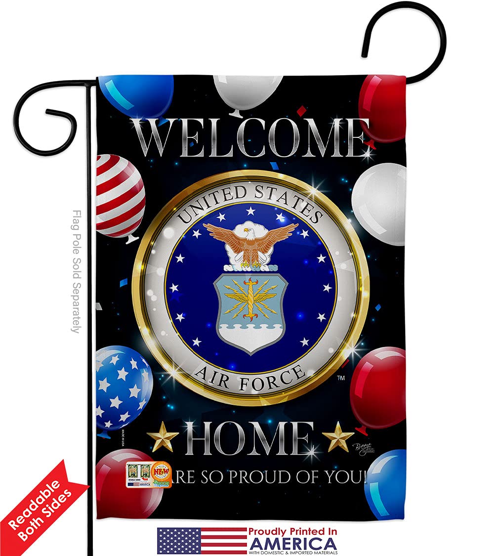 USAF Welcome Home Garden Flag Kit - Double-Sided 28x40 Inch American Military Veteran Yard Banner | Patriotic Home Decor for Armed Forces, Retirees & Military Families | Made in USA - Perfect for Front Yard, Porch & Outdoor Displays