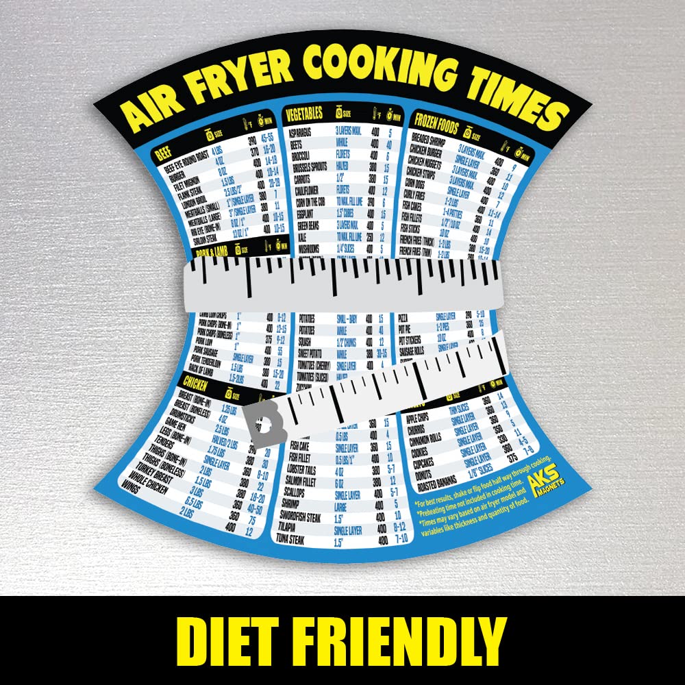 Air Fryer Cooking Times & Kitchen Conversion Chart Magnet Bundle - XL Easy Read Reference Guide for Air Frying, Baking & Recipe Conversions - Perfect for Home Chefs & Meal Prep