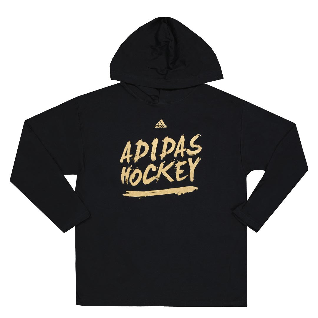 Adidas Kids' Junior Hockey Long Sleeve Hooded T-Shirt - CM6139 - Breathable & Comfortable for Youth Hockey Practice & Games