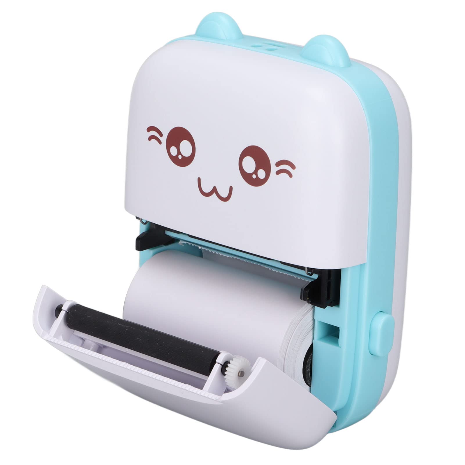 Portable Mini Bluetooth Thermal Printer - Inkless, 200DPI High Resolution, Ergonomic Design with Built-in Non-Stick Thermal Paper Roll - Perfect for Travel, Office, School & Gift for Girls, Kids (Blue)