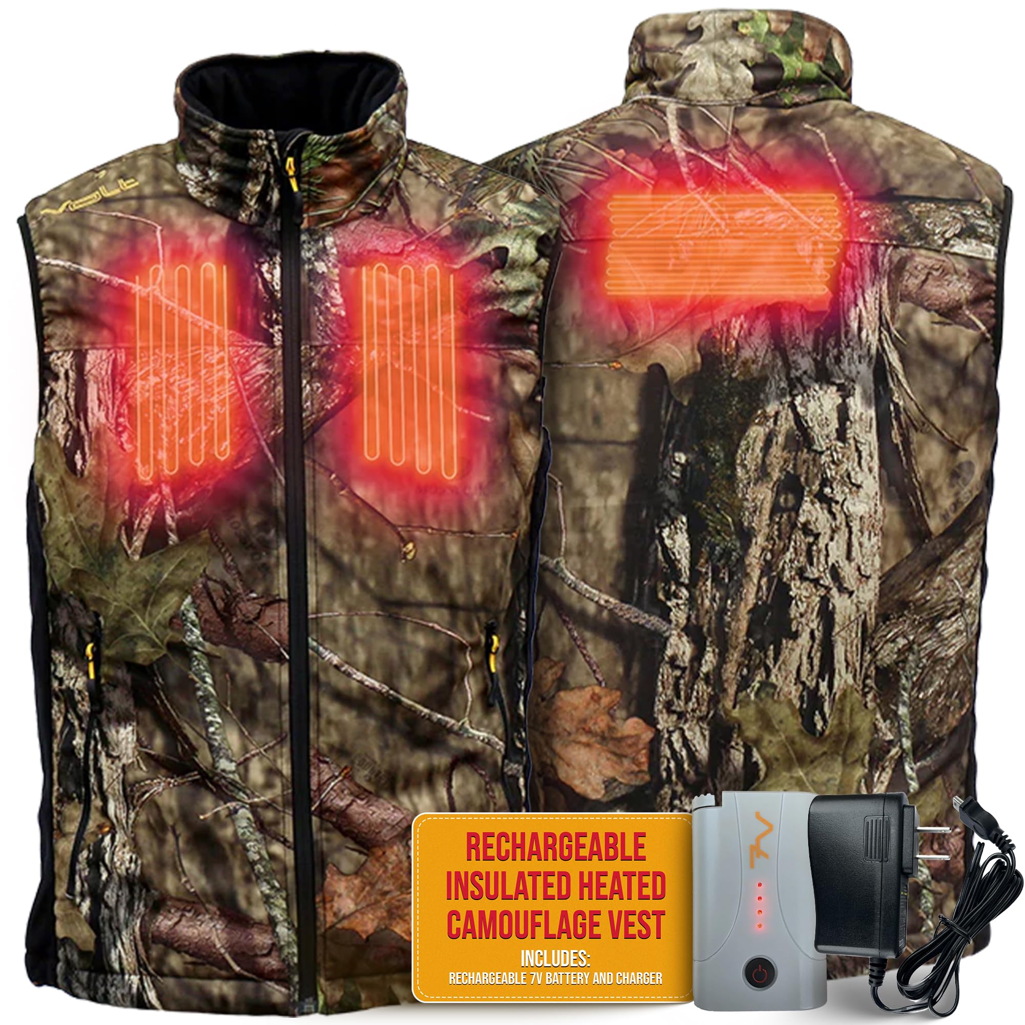 Volt Camouflage Heated Vest with Zero Layer Heat System - Warms Chest & Back - Perfect for Hunting, Hiking & Winter Outdoor Activities
