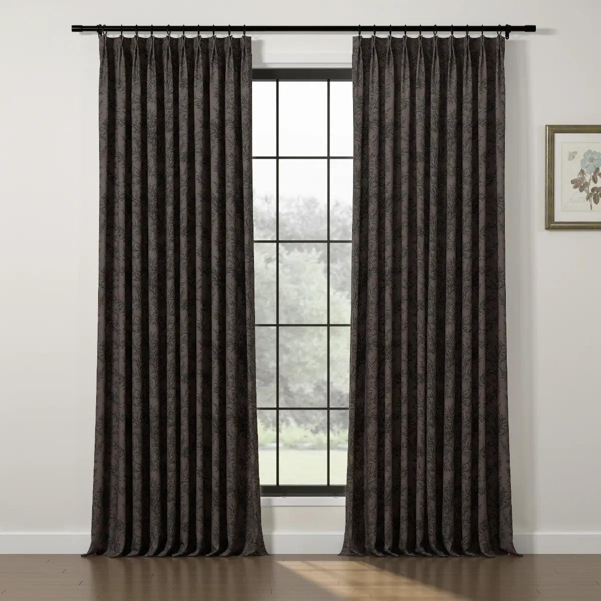 Elegant Sara Le Print Linen Drapery Pleated Curtains - Soft Textured Window Treatments for Living Room & Bedroom Decor