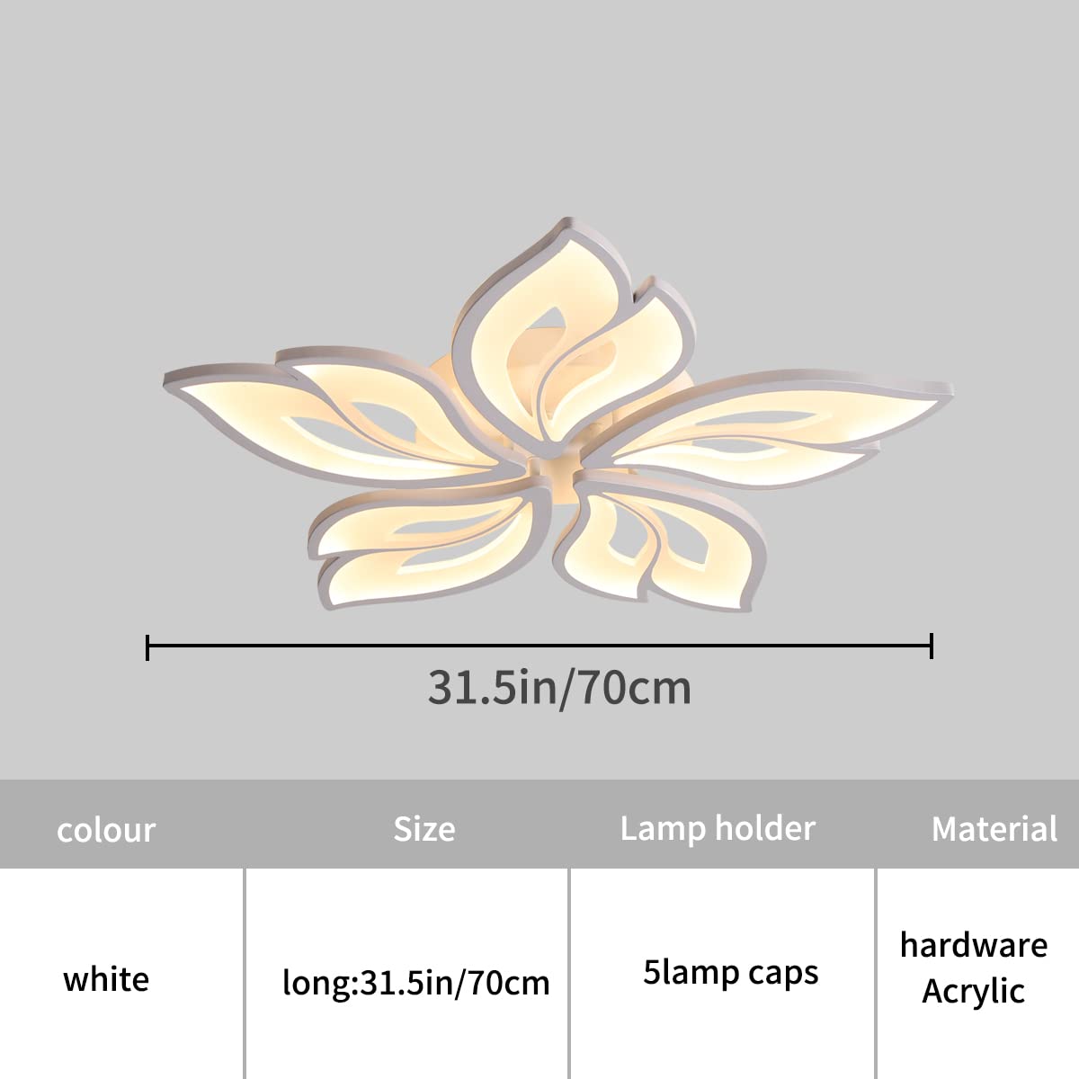Becailyer 60W Dimmable LED Ceiling Light with Remote Control - 23.6