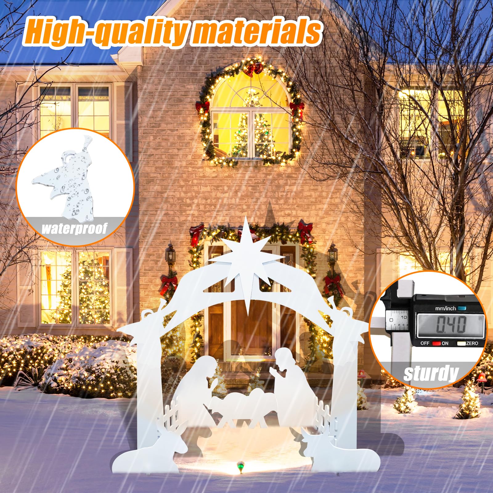 Nativity Set Outdoor Christmas Decorations - Large Weatherproof Nativity Scene & Manger Display for Front Yard, Lawn, and Church | Perfect for Holiday Home Decor and Religious Celebrations
