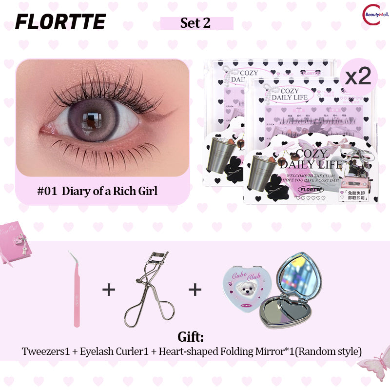 FLORTTE Debutante Diary Series Glue-Free False Eyelashes Natural Look 3D Volume Lashes for Daily Wear & Special Occasions