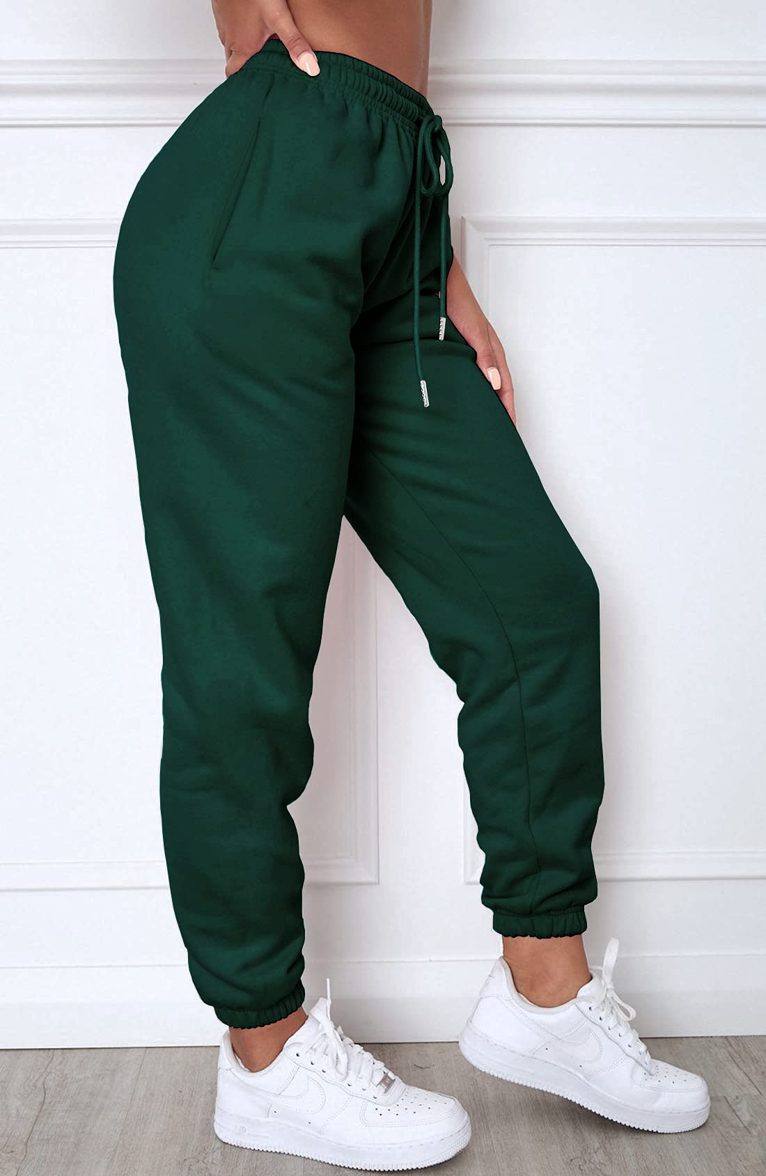 Waitfairy Women's High Waist Baggy Sweatpants with Pockets - Soft Jogger Pants for Lounge, Yoga & Running - Plus Size Casual Athletic Pants