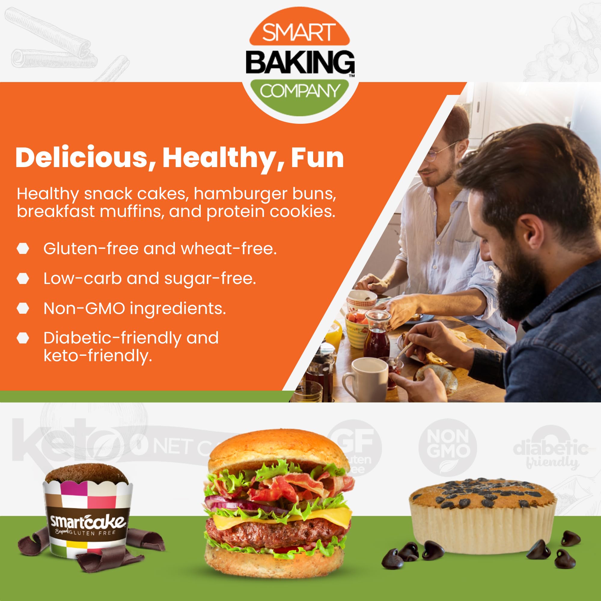 Smart Baking Company Smartcake - Sugar Free, Gluten Free, Low Carb Keto Dessert | Healthy Snack for Weight Loss & Diabetic Diet | Perfect for Office, Travel & Home Treats