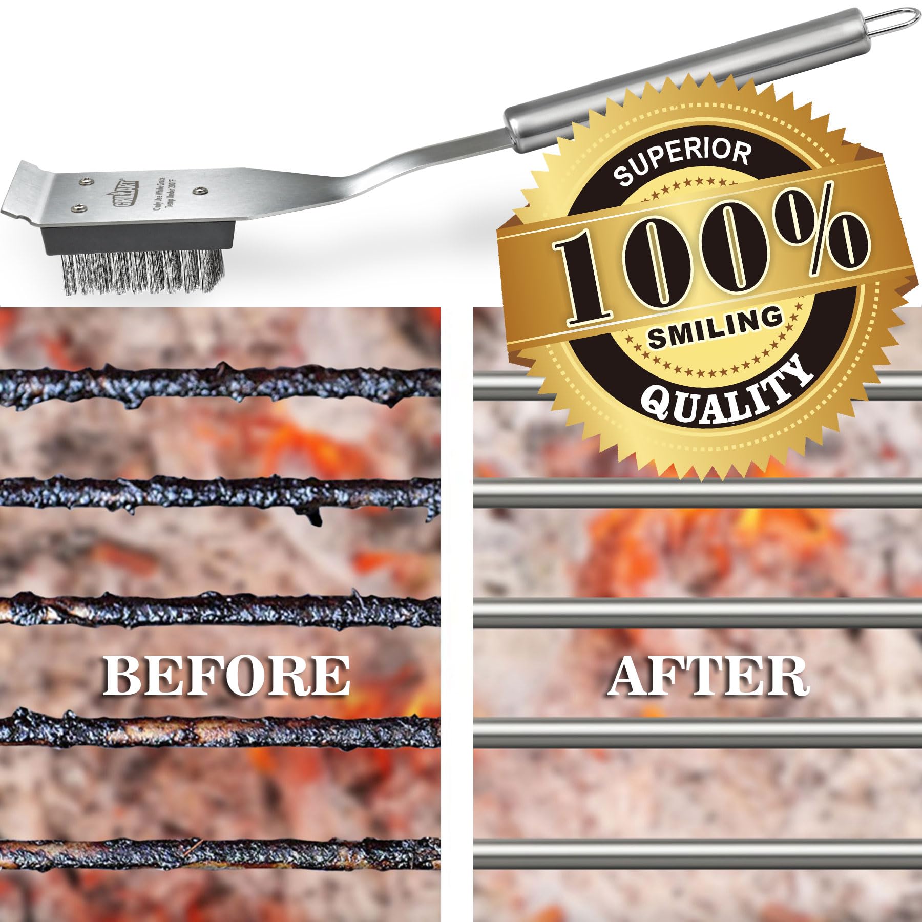 GRILLART Grill Brush and Scraper Replacement Heads - 2 Pack Stainless Steel Bristle Heads for BBQ Grill Cleaning - Perfect for Gas, Charcoal, and Electric Grills