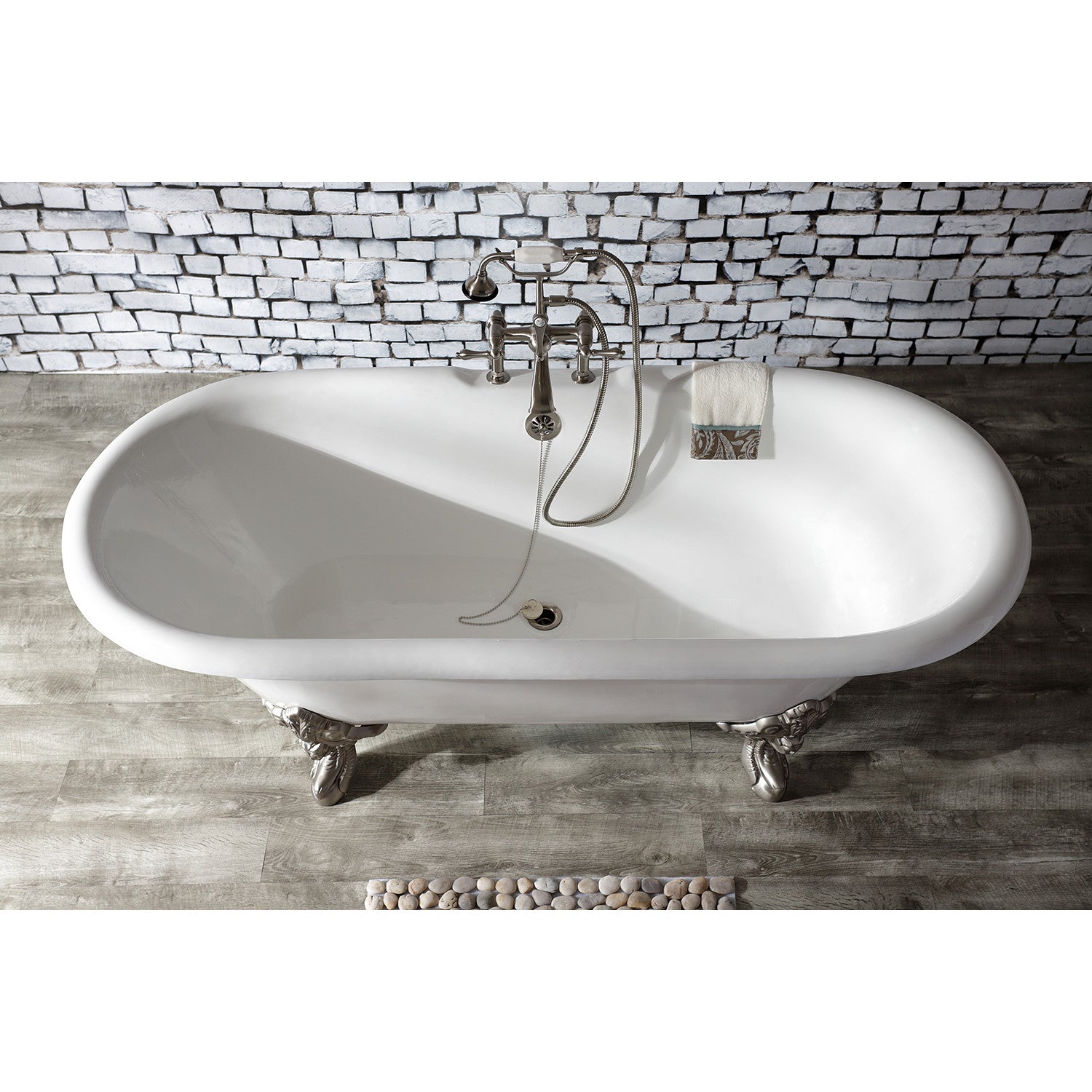 Vintage Clawfoot Tub Faucet with Hand Shower - Brushed Nickel 3-Handle 2-Hole Deck Mount Bathroom Fixture for Classic & Modern Bathrooms | Perfect for Spa, Soaking & Relaxation