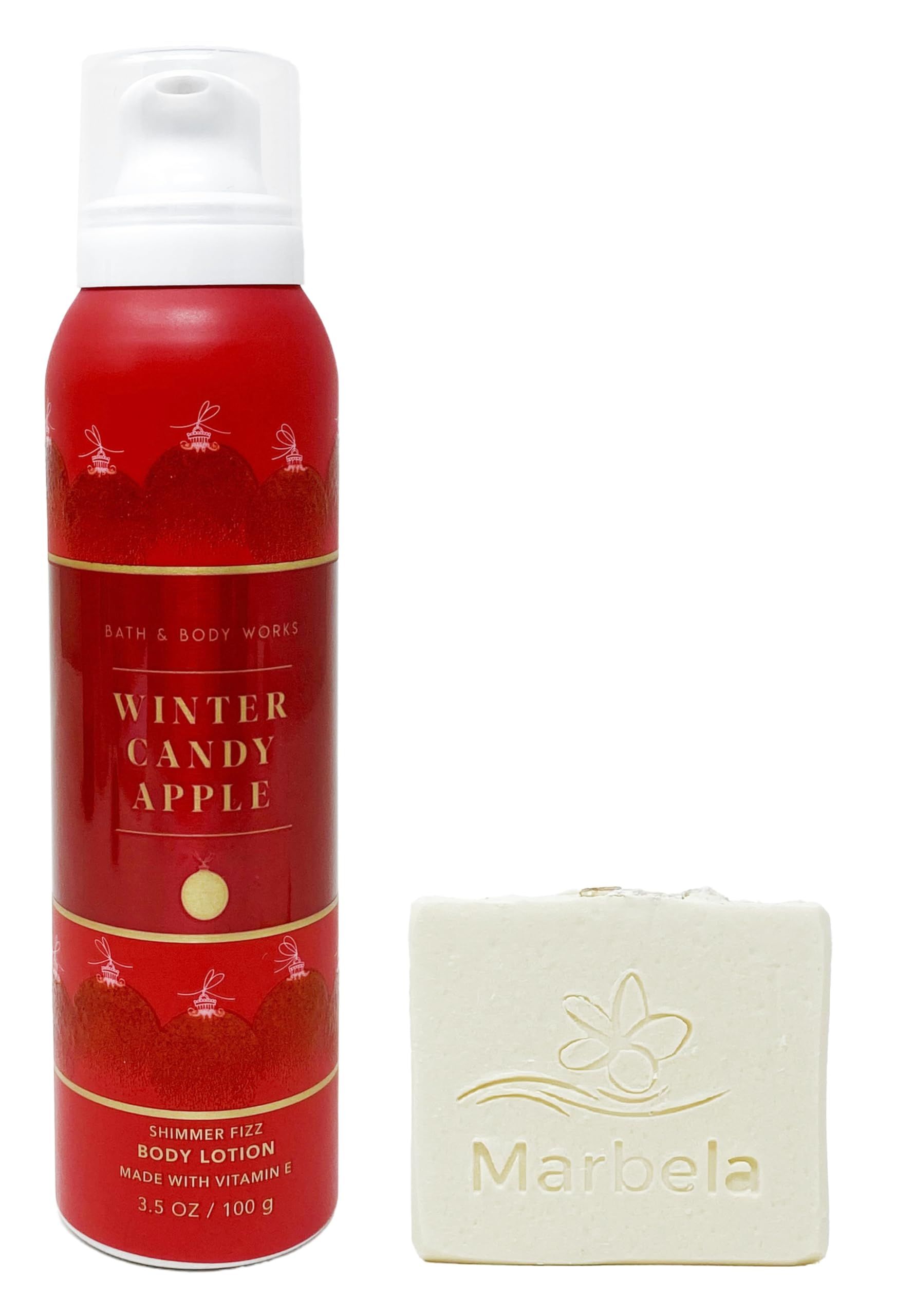 Bath & Body Works Winter Candy Apple Shimmer Fizz Body Lotion with Natural Oats Sample Soap | Moisturizing & Sparkling Body Care for Winter | Perfect for Holiday Gifts & Self-Care Routines