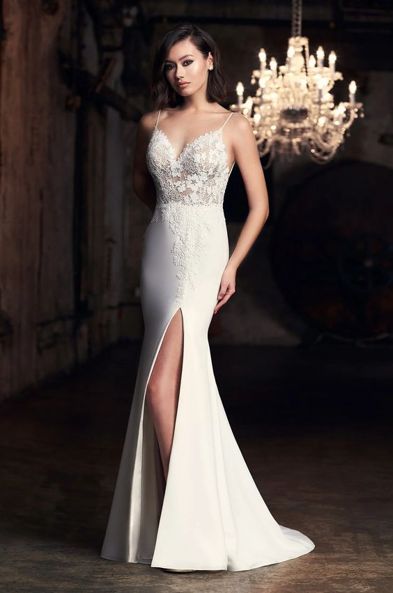 Mikaella 2300 Elegant Lace Wedding Dress for Bride - Perfect for Church, Beach, and Outdoor Ceremonies