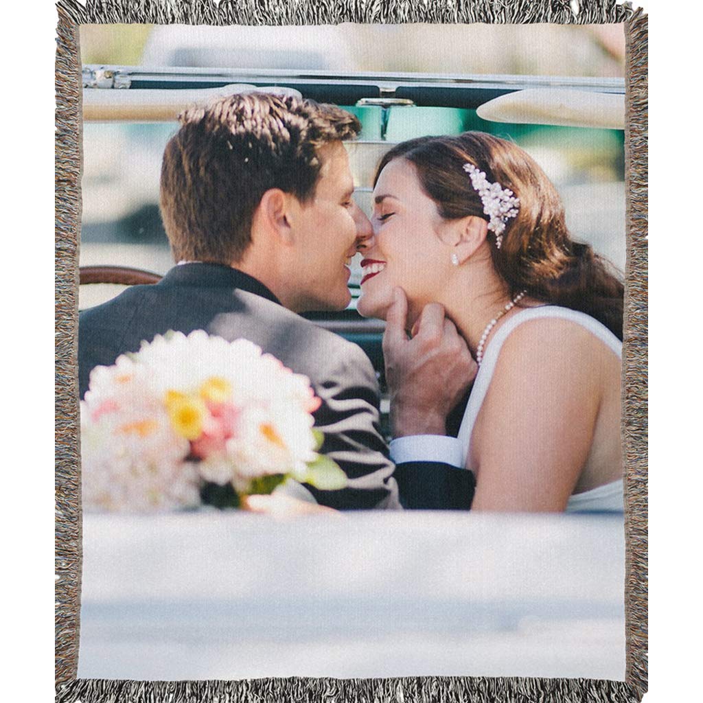 **Personalized Photo Blanket - Custom Woven Throw with Your Picture - 100% Soft Cotton - 50