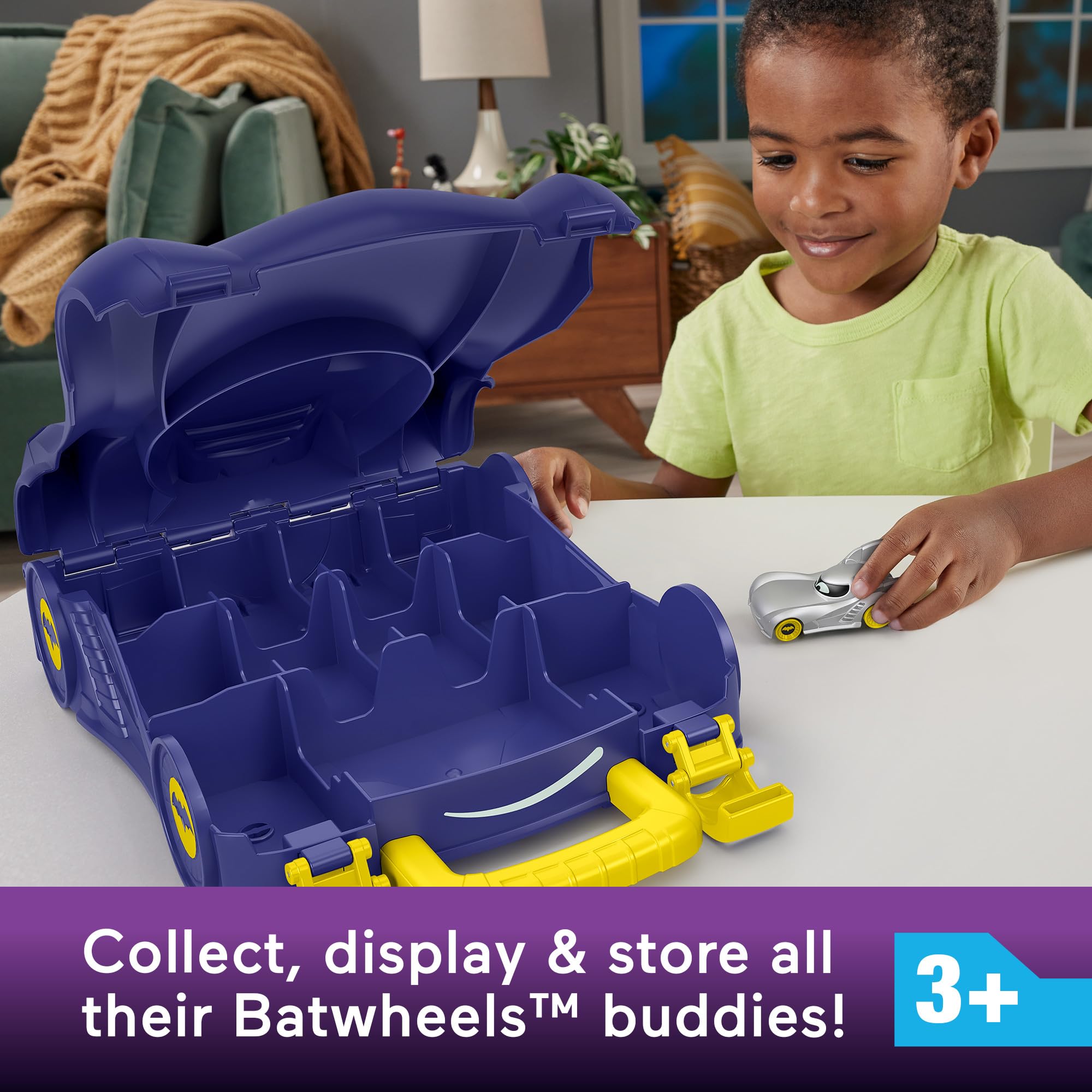 Fisher-Price DC Batwheels Preschool Toy Batmobile Carrying Case with 1:55 Scale Diecast Car - Batman Vehicle Playset for Kids Ages 3+ | Perfect for Superhero Playtime, Birthday Gifts & Collectible Display