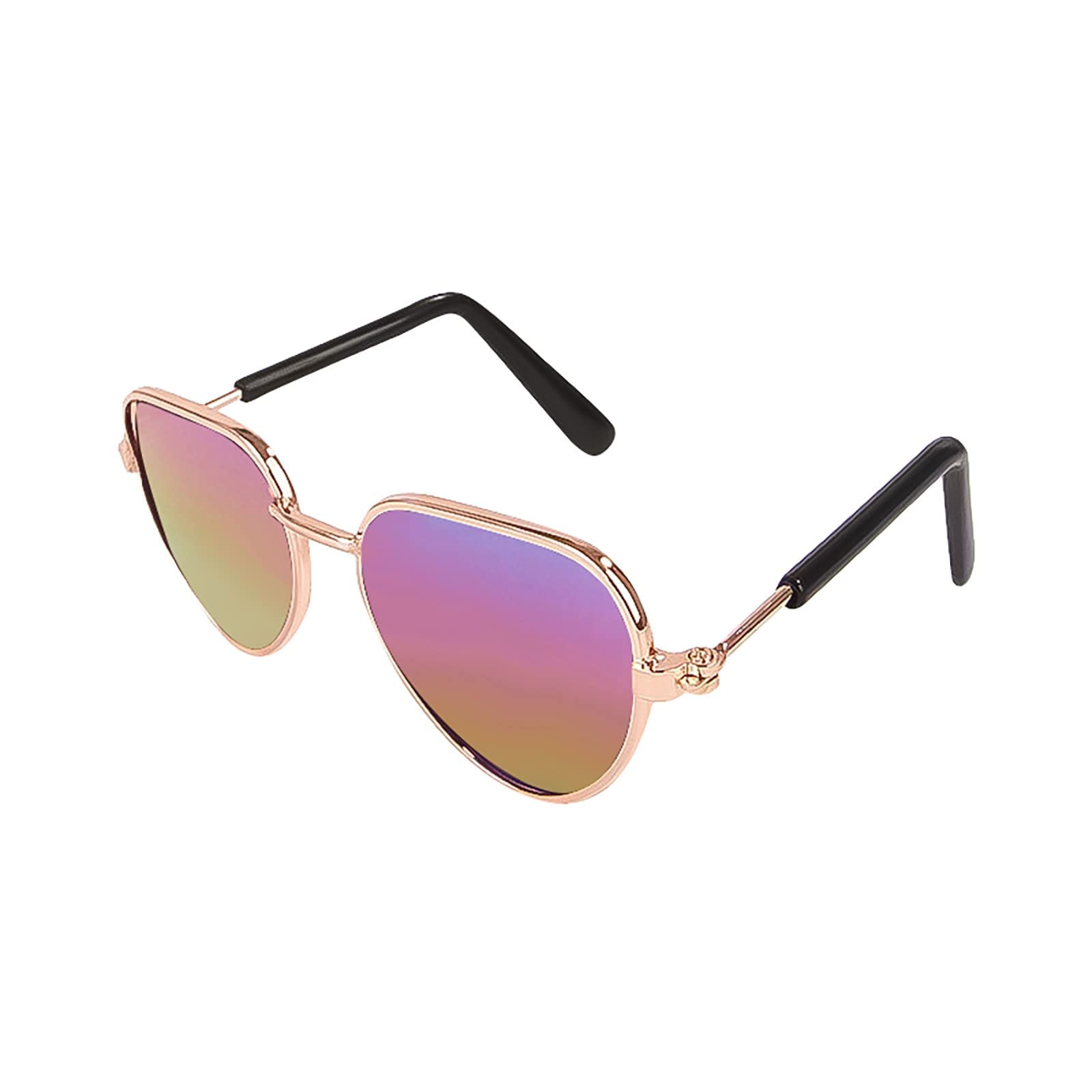 EHTMSAK 1-11 Pcs Dog Sunglasses for Small Pets - Round Metal Frame Retro Cat Sunglasses, Cute Hippie Style Pet Eyewear for Dogs & Cats - Perfect for Cosplay, Costume Parties & Photo Props - UV Protection for Outdoor Adventures