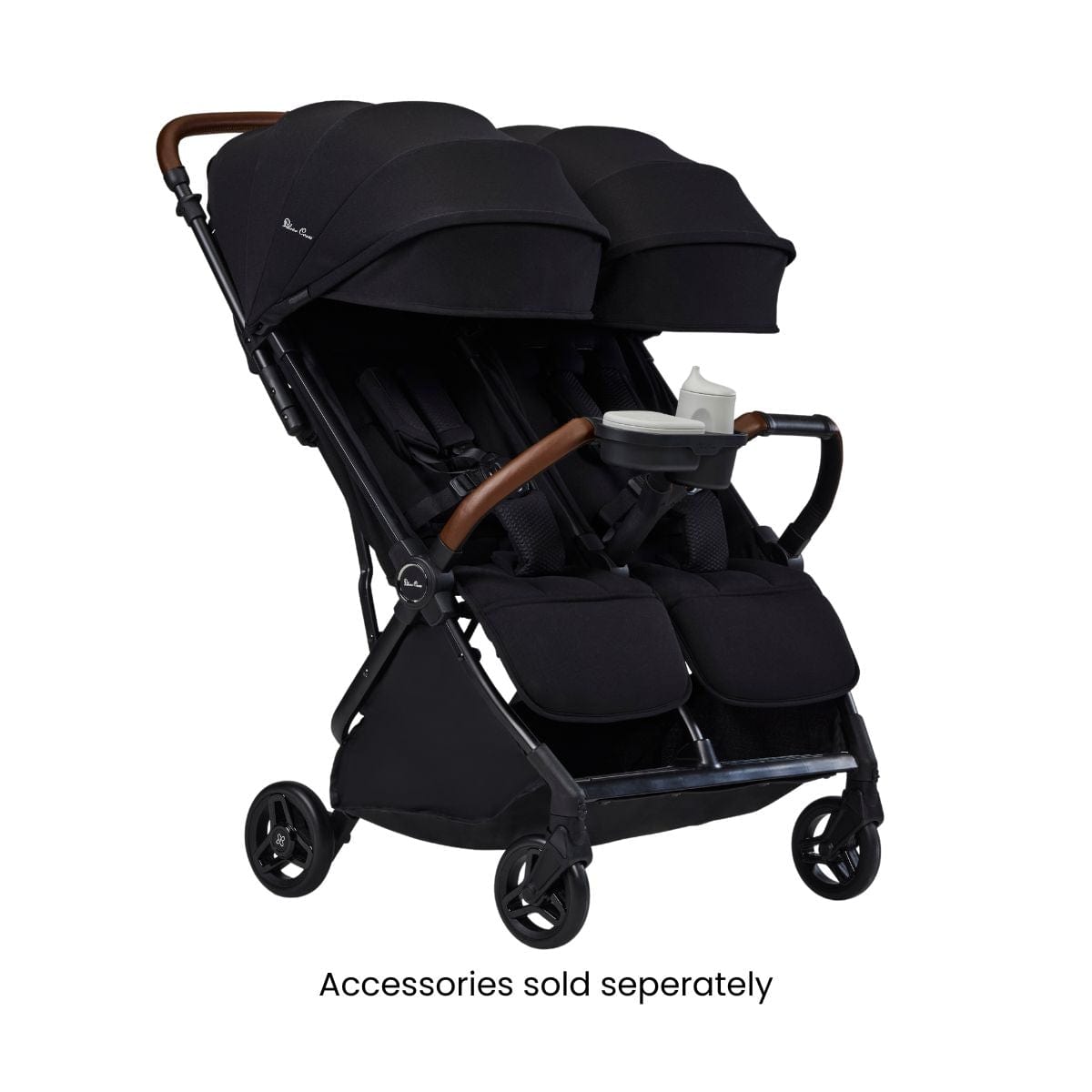 Silver Cross Jet Double Stroller - Lightweight Compact Travel Stroller for Twins & Toddlers, Black | Perfect for Air Travel, Shopping & City Walks