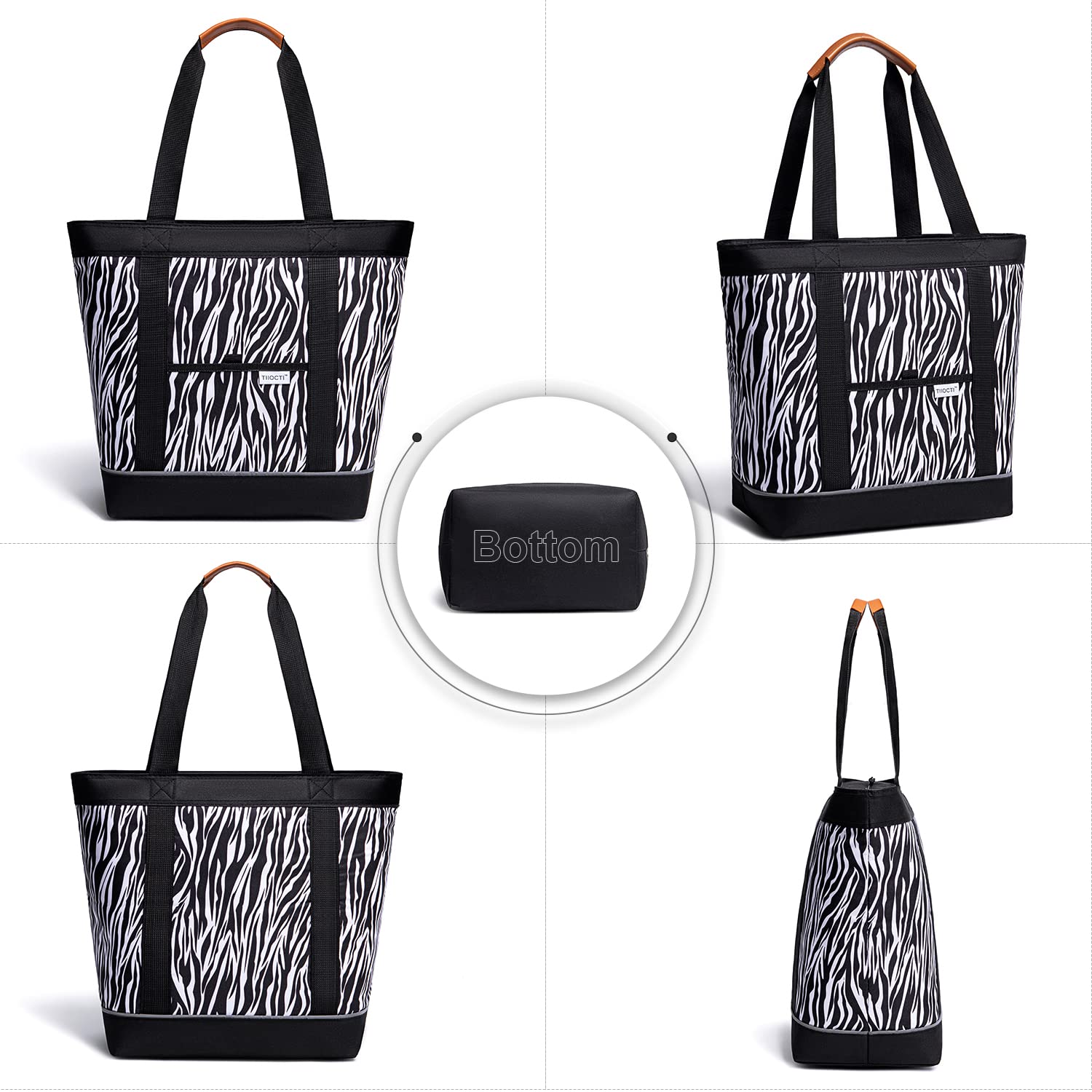 Large Insulated Cooler Bag - Zebra Print Reusable Grocery Tote with Aluminum Foil Lining | Perfect for Picnics, Beach Outings, School Lunches & Keeping Kids' Snacks Fresh