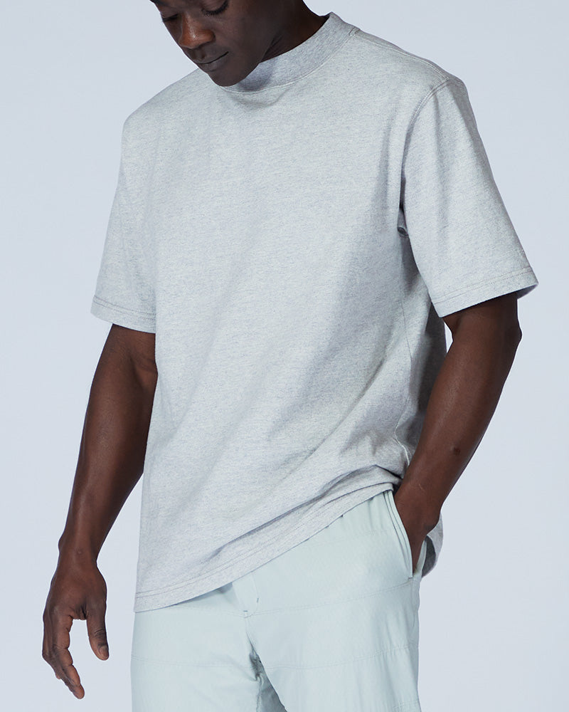 Eco-Friendly Recycled Cotton Heavy Mockneck T-Shirt for Men & Women - Sustainable Fashion for Casual Wear & Outdoor Activities