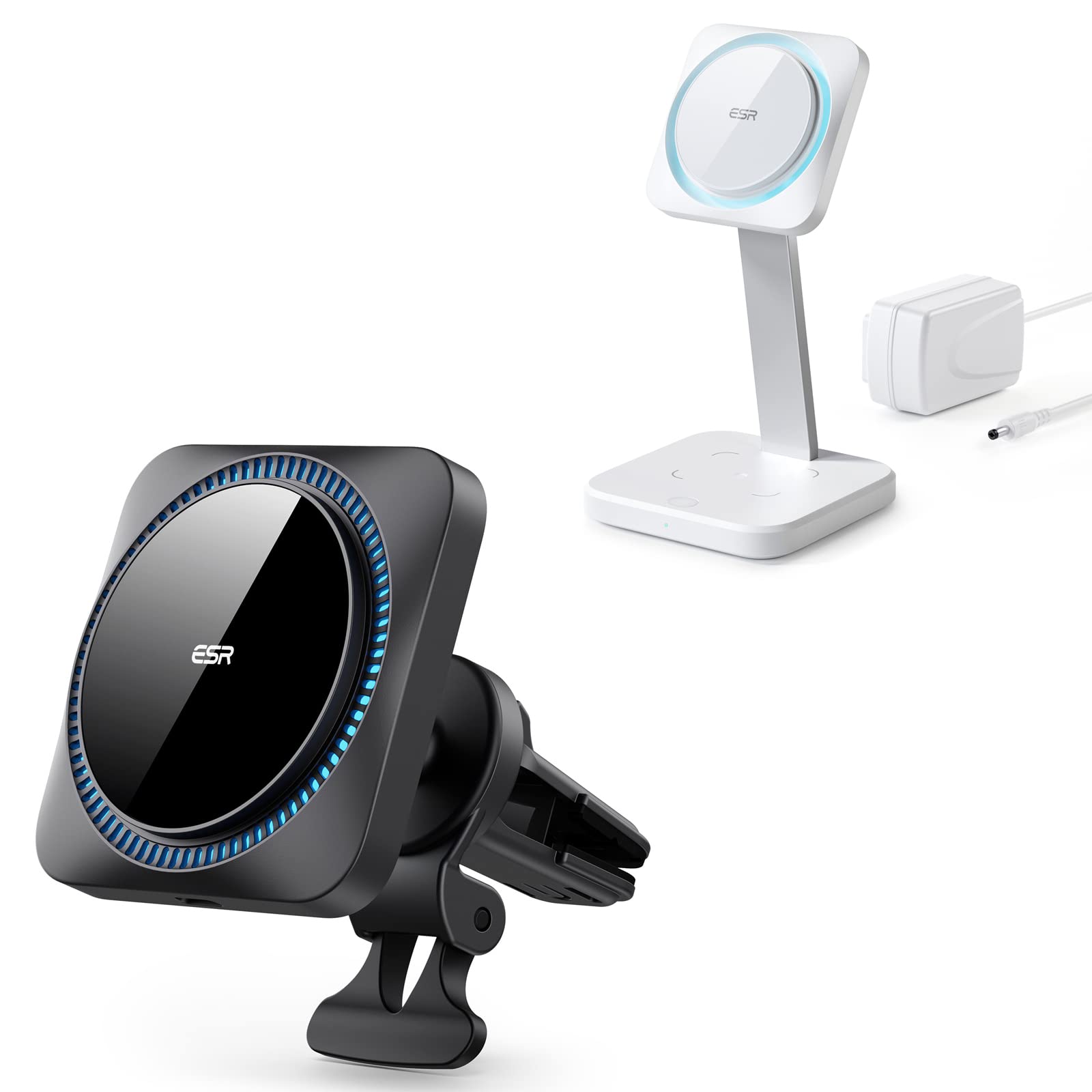ESR HaloLock 2-in-1 Wireless Car Charger with CryoBoost - MagSafe Compatible Fast Charging & Phone Cooling for iPhone 13/12 Series | Perfect for Road Trips & Daily Commute