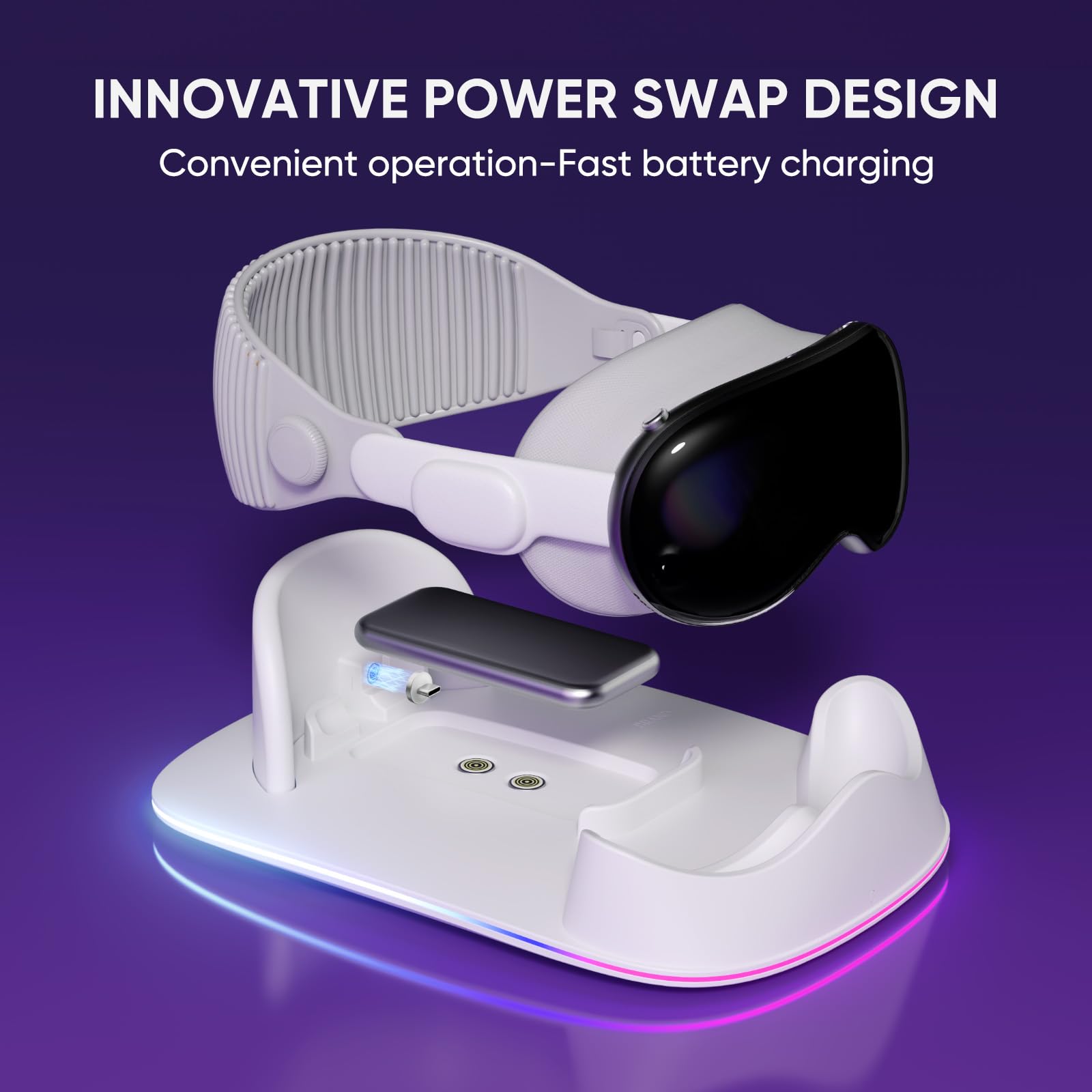Apple Vision Pro VR Charging Station with RGB Light - Fast Charging Dock for Vision Pro Headset - Perfect for Gaming, Work & Entertainment Accessories