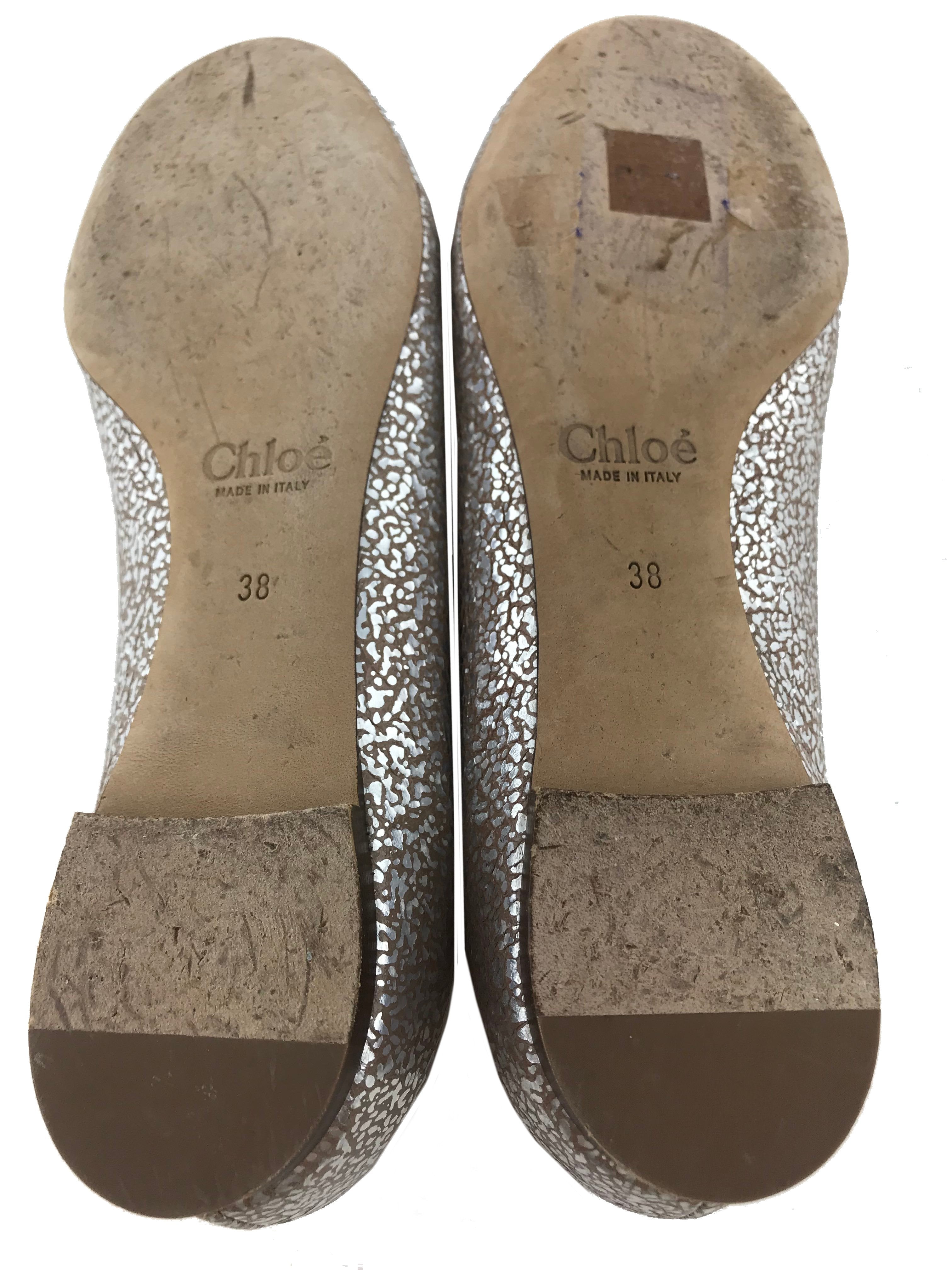 Chloe Lauren Women's Size 8 Cracked Foil Leather Ballet Flats - Comfortable & Stylish Shoes for Work, Office & Casual Outfits