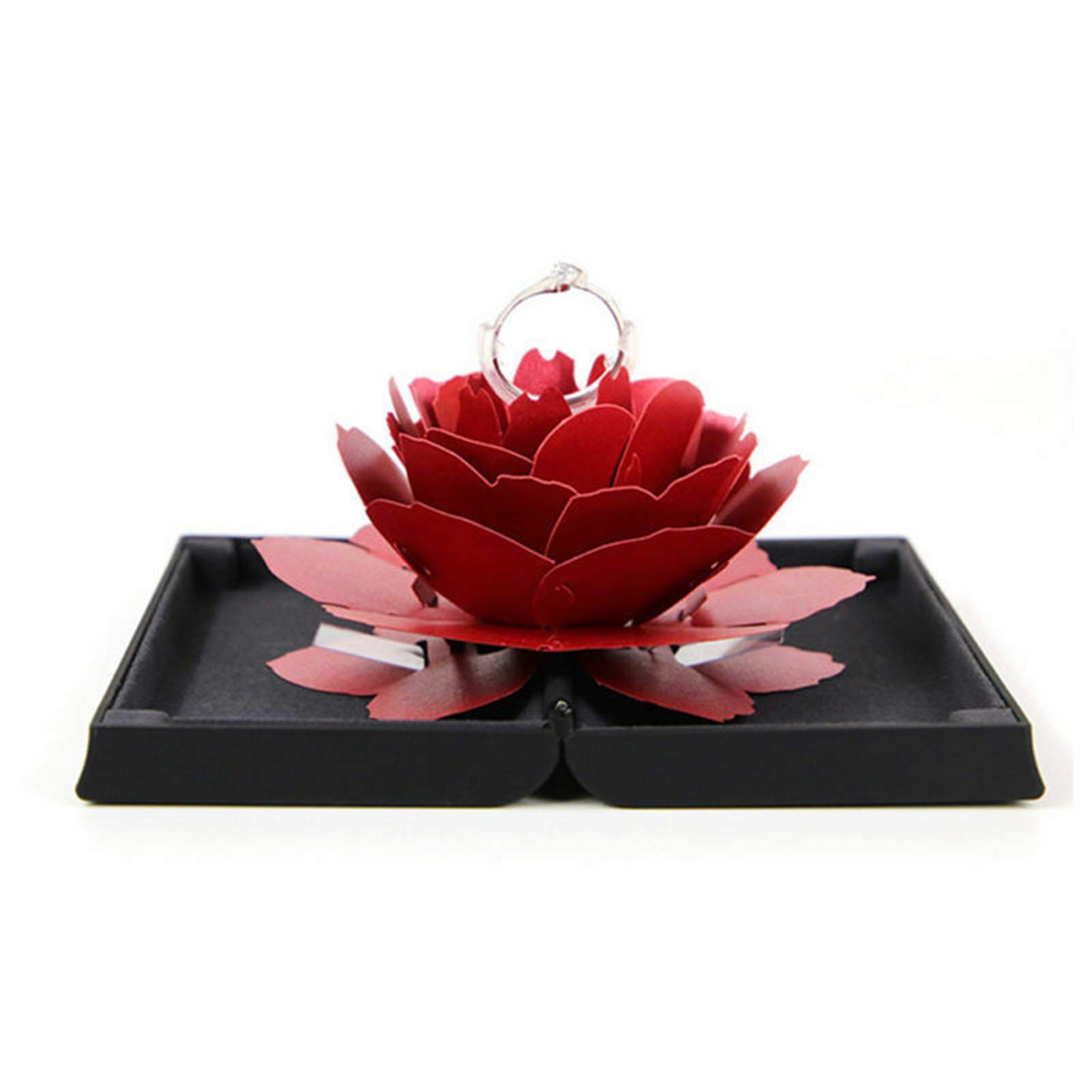 VELIHOME Antique Rose Jewelry Box - 3D Pop Up Ring Box for Wedding Engagement, Proposal & Jewelry Storage - Elegant Rotating Rose Flower Design - Perfect Gift for Brides, Anniversaries & Special Occasions