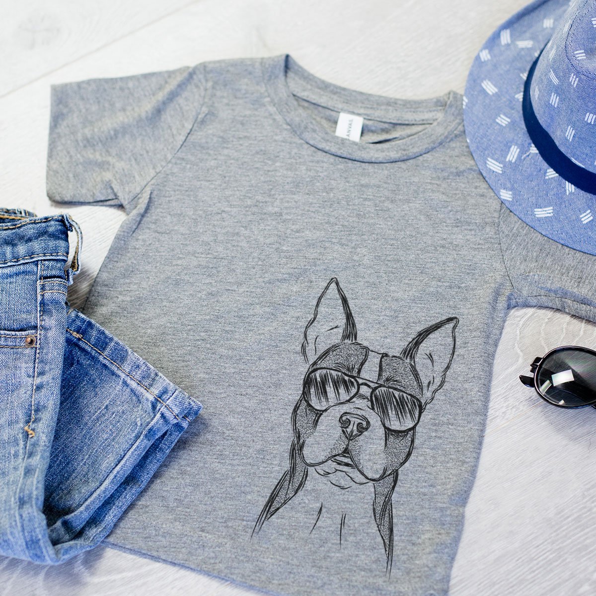 Scout The Boston Terrier Dog Youth Unisex Crewneck Sweatshirt - Small Grey - Comfortable Kids Pullover for School, Playdates & Family Outings