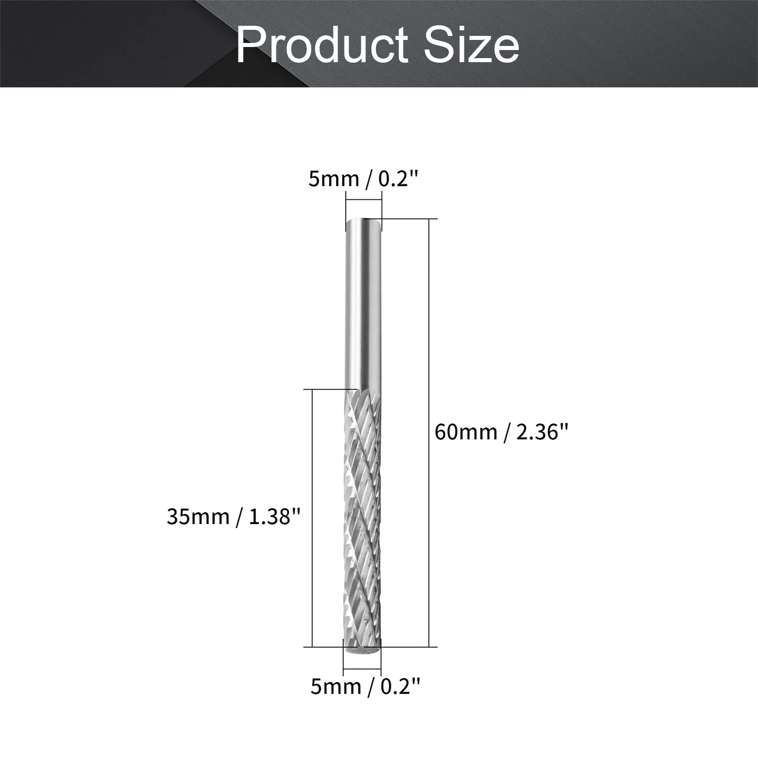 Utoolmart 5mm Shank HSS Rotary Files - Double Cut Cylinder Burr Tool for Die Grinder, Wood & Metal Carving | Perfect for DIY, Model Engineering & Polishing Projects (1PC)