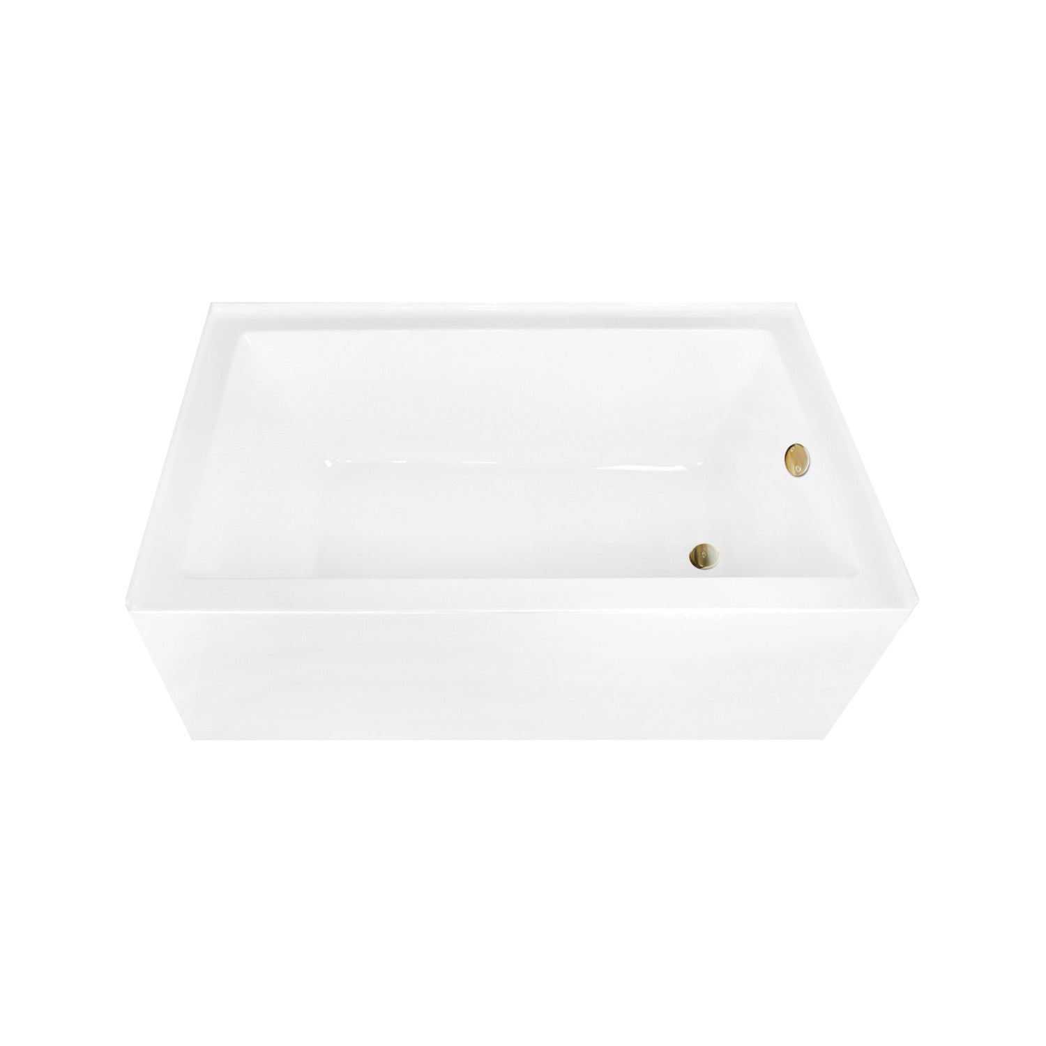 Aqua Eden CVTAP603622R7 60-Inch Acrylic Rectangular 3-Wall Alcove Bathtub - Right Hand Drain, Glossy White & Brushed Brass Finish - Perfect for Modern Bathroom Renovations and Spa-Like Retreats