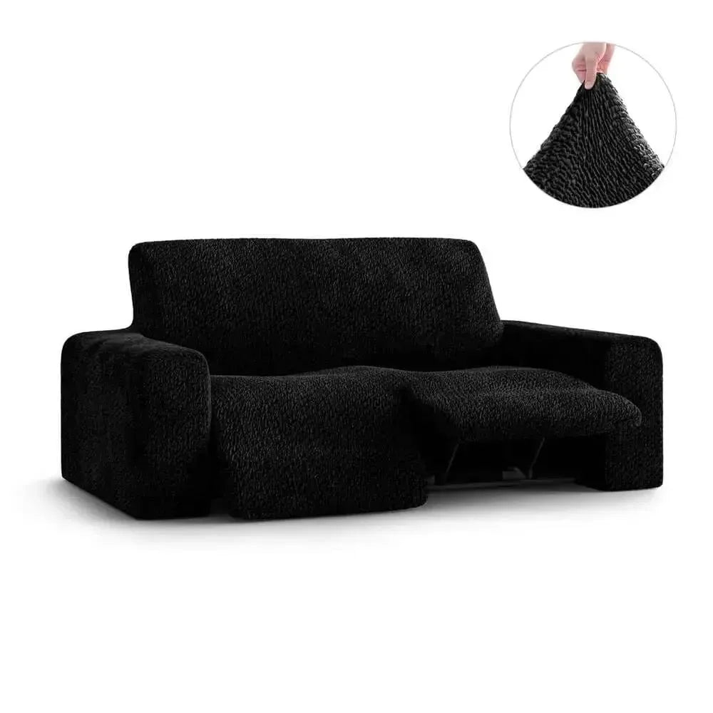 2 Seater Recliner Slipcover - Soft Velvet Stretch Sofa Cover with Elastic Hem, Perfect for Living Room Furniture Protection and Style Upgrade