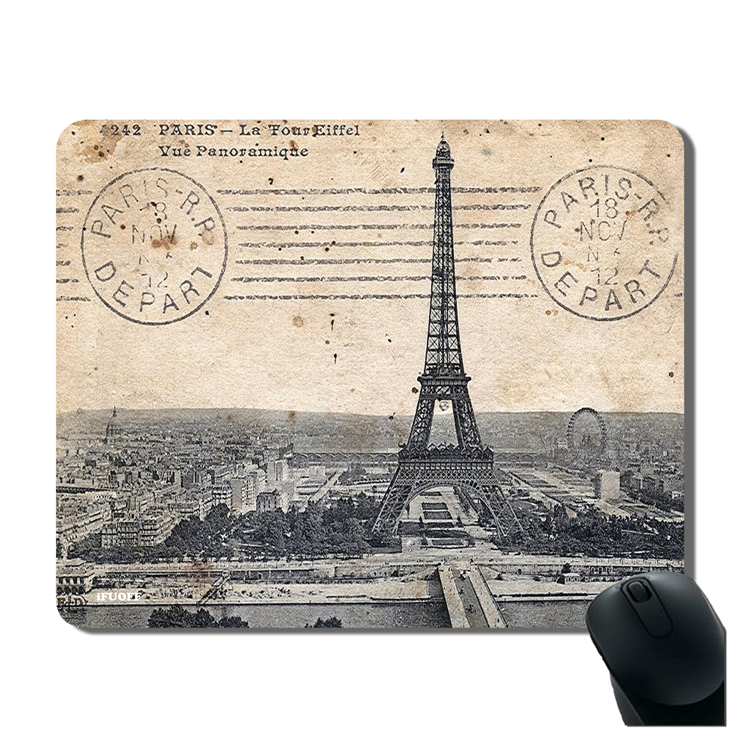 iFUOFF Paris Eiffel Tower Design Gaming Mouse Pad - Non-Slip Rubber Base, Large Extended Mouse Mat for PC, Laptop, Office & Home Use - Perfect for Work, Gaming & Computer Enthusiasts