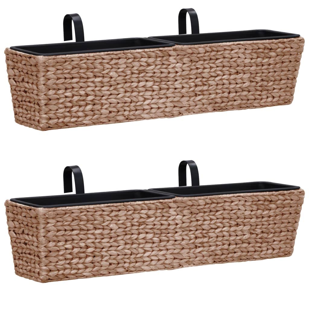Raised Garden Beds Outdoor - 2 Pack Water Hyacinth Brown Planters with 4 Removable Plastic Inner Pots for Herbs, Vegetables & Flowers | Perfect for Balcony, Patio, Yard & Small Space Gardening