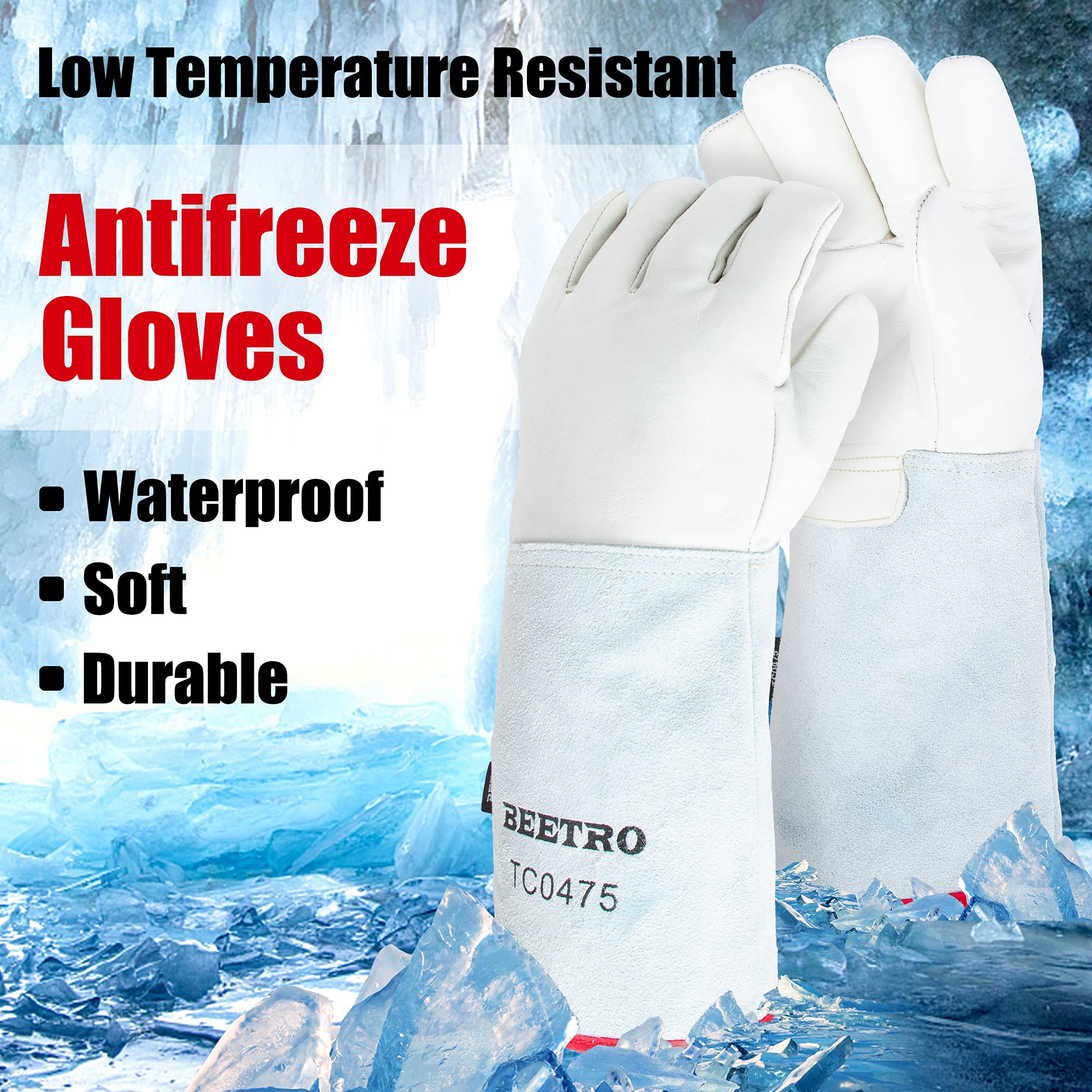 BEETRO Extreme Cold Resistant Gloves -180℃/-292℉ for Dry Ice & Liquid Nitrogen Handling with Sponge & Cotton Lining - Perfect for Lab Work, Cryotherapy, and Industrial Freezer Use