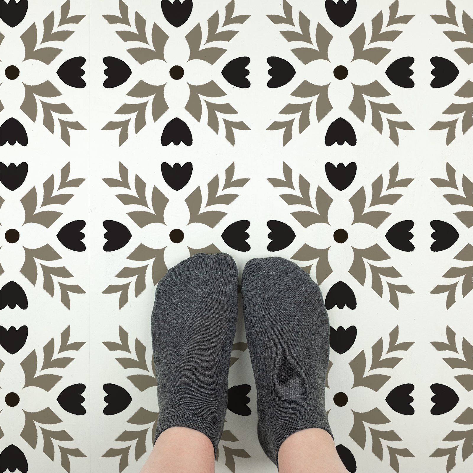 Freya Modern Tile Stencil for DIY Mosaic Floor & Concrete - Reusable Stencils for Home Decor, Bathroom, Kitchen Backsplash & Outdoor Patio Design