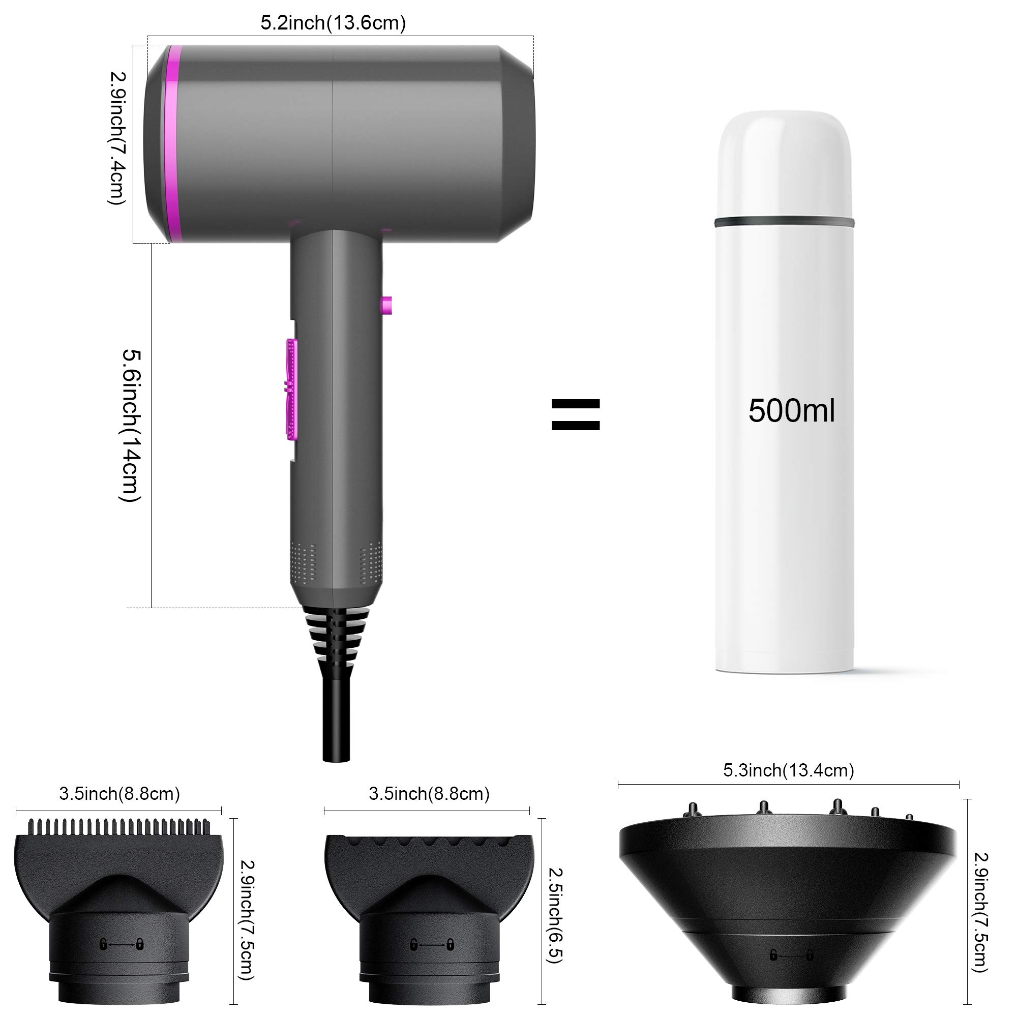Professional 2000W Ionic Hair Dryer with AC Motor - Salon Performance Blow Dryer for Fast Drying, 3 Heat & 2 Speed Settings, Negative Ion Technology for Hair Care - Perfect for Home, Travel & Hotel Use (Great Gift for Hair Stylists & Beauty Enthusiasts)