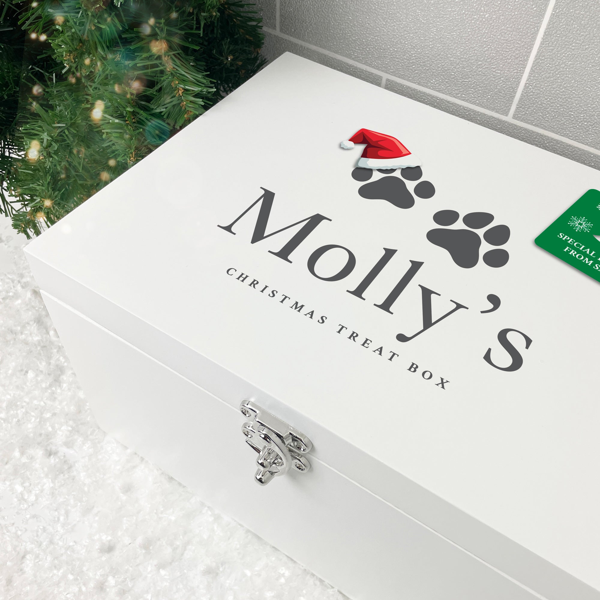 Personalized White Wooden Santa Hat for Pets - Christmas Eve Gift Box for Dogs & Cats - 3 Sizes (22cm, 27cm, 30cm) - Perfect for Holiday Photos & Festive Pet Costumes