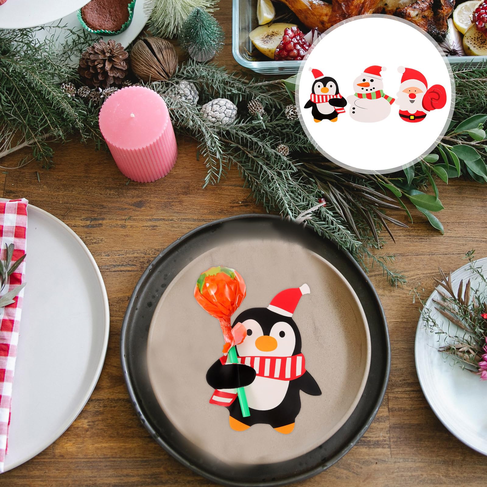 ARTIBETTER 150pcs Christmas Lollipop Paper Cards - DIY Santa Snowman Penguin Candy Holders for Holiday Party Decorations | Perfect for Classroom Crafts, Gift Wrapping & Christmas Tree Ornaments