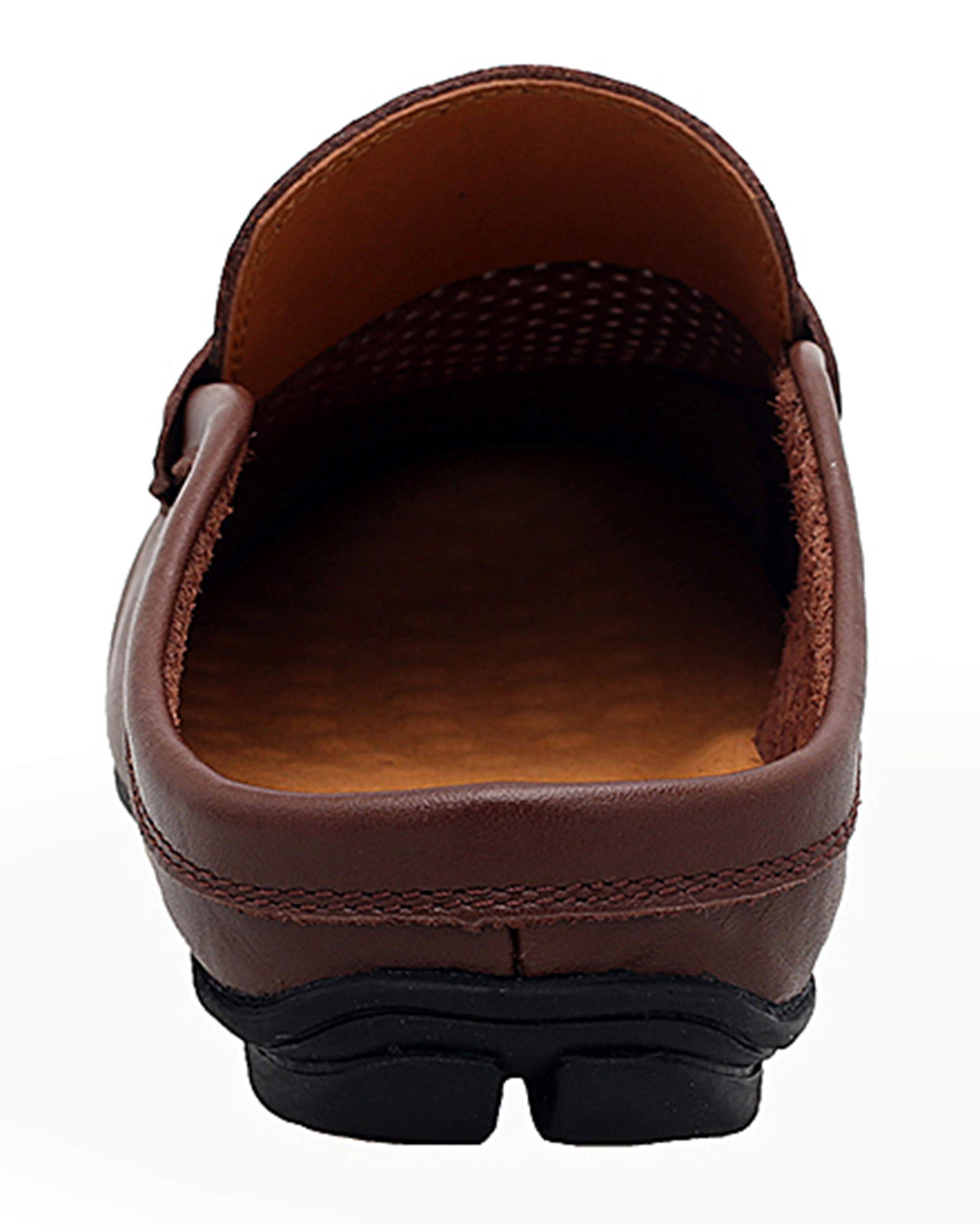 Go Tour Men's Mules Clog Slippers - Breathable Leather Slip-On Loafers with Punching Design for Casual Wear | Perfect for Home, Office & Outdoor Comfort