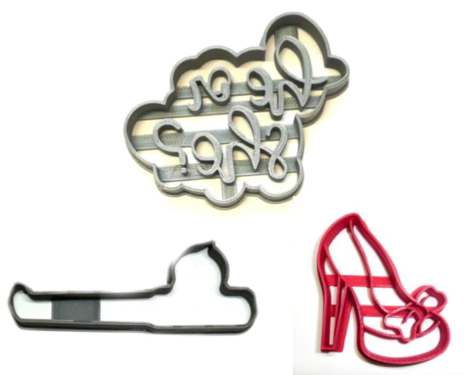 Gender Reveal Baby Shower Cookie Cutters Set of 3 - Reels or Heels Design - Made in USA PR1260 - Perfect for Baby Shower Decorations & Gender Reveal Parties
