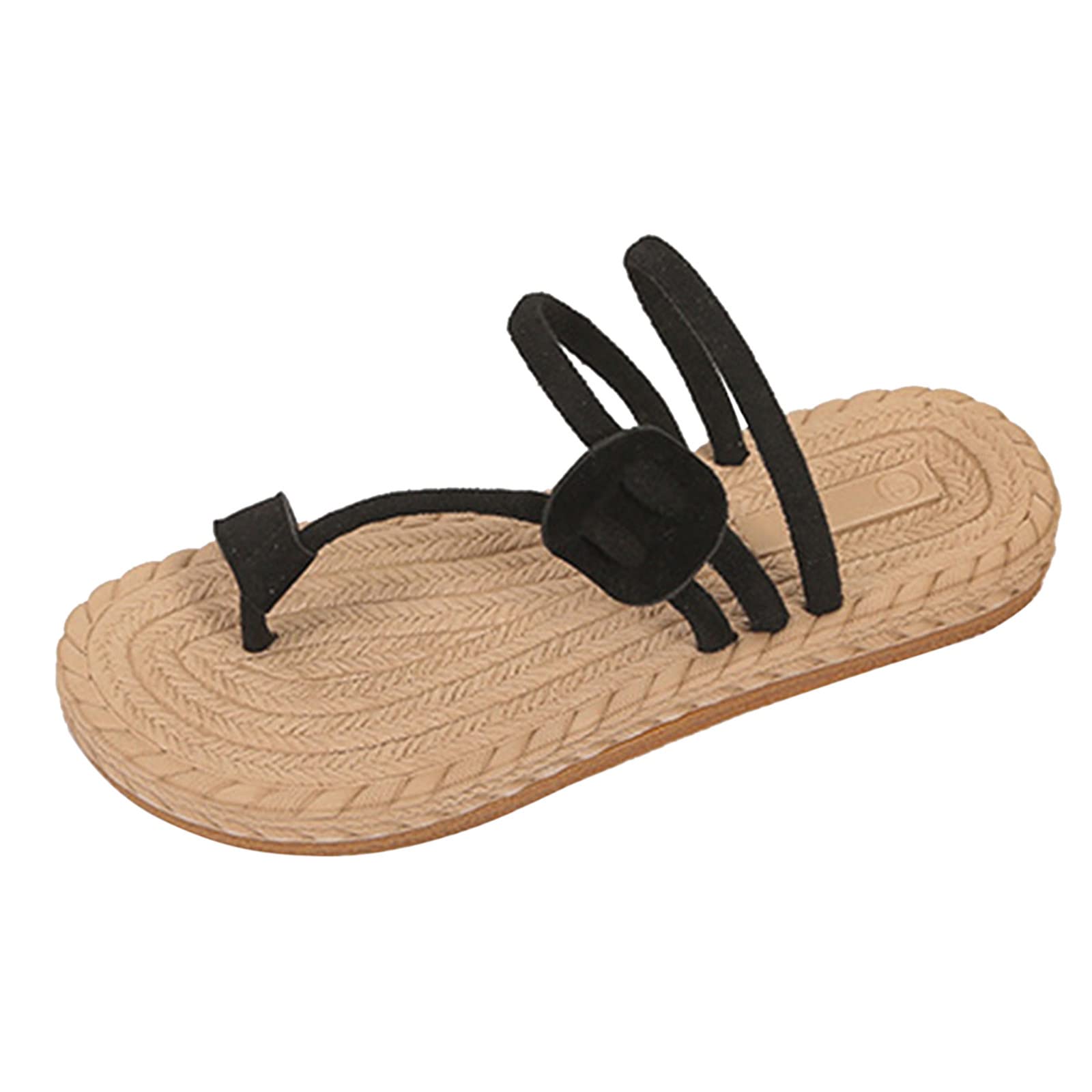 Women's Dressy Summer Sandals - Woven Suede Flat Toe Beach Slippers for Ladies | Comfortable & Fashionable Sandals for Casual Outings, Beach Vacations & Summer Parties