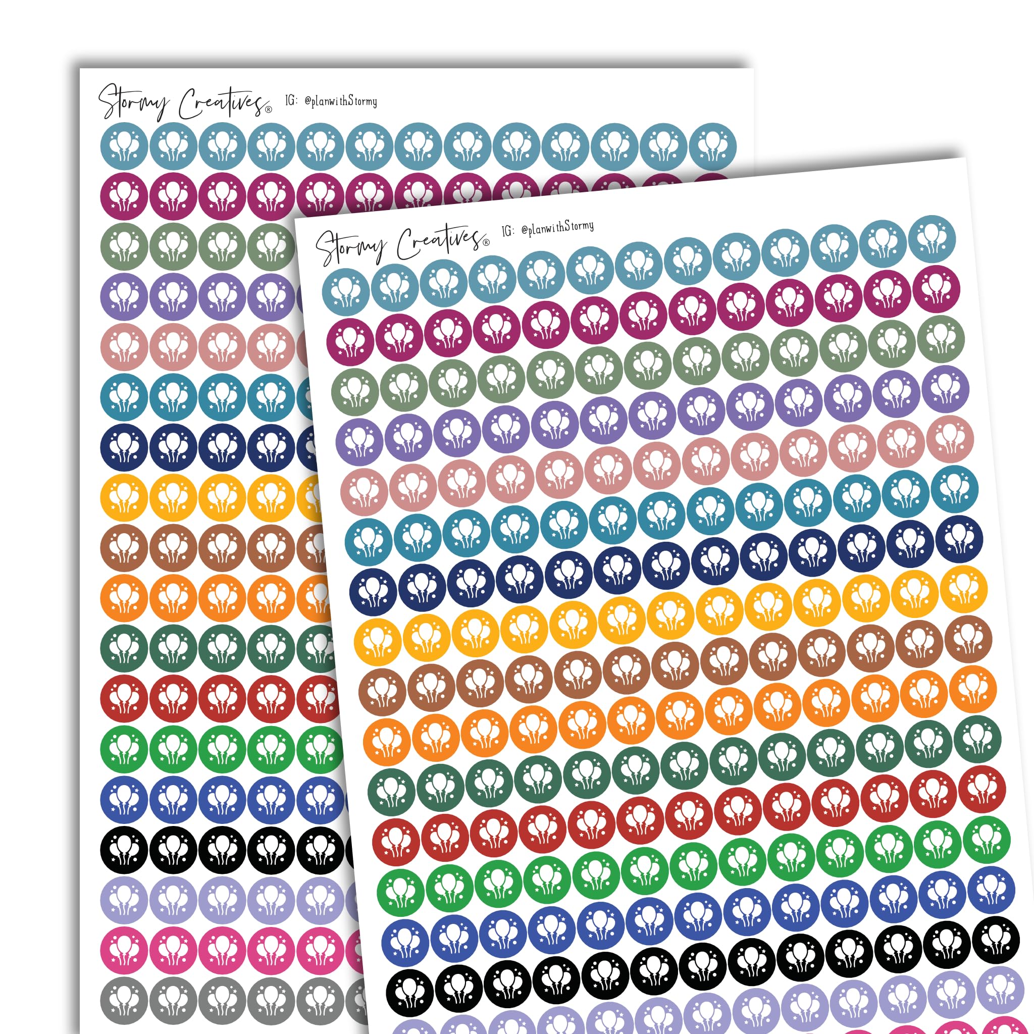 Colorful Small Balloon Stickers for Planners, Birthday Party & Celebration Decorations - 468 Multicolor 0.3