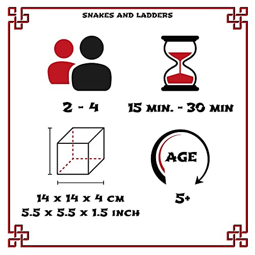 Premium Wooden Snakes and Ladders Board Game - Classic Strategy Game for 2-4 Players - Compact Travel Version - Perfect for Family Game Nights, Kids' Parties & Road Trips