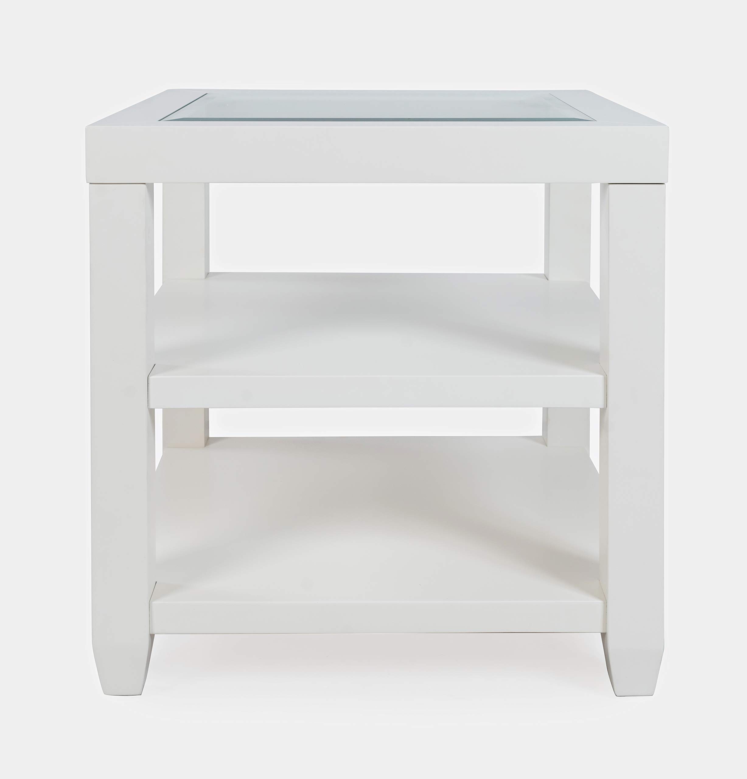 Jofran Urban Icon Glass Inlay End Table with Storage Shelf - Modern Accent Table for Living Room, Bedroom & Office - Nightstand with Storage Space for Books, Remote & Decor