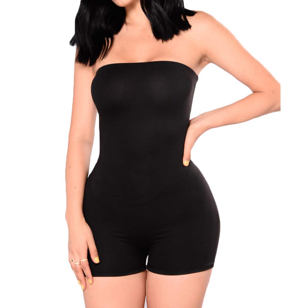 LisenraIn Women's Sexy Bodycon Romper - Sleeveless Tube Top Short Jumpsuit One-Piece Club Outfit | Perfect for Night Out, Party, Date Night & Summer Vacation