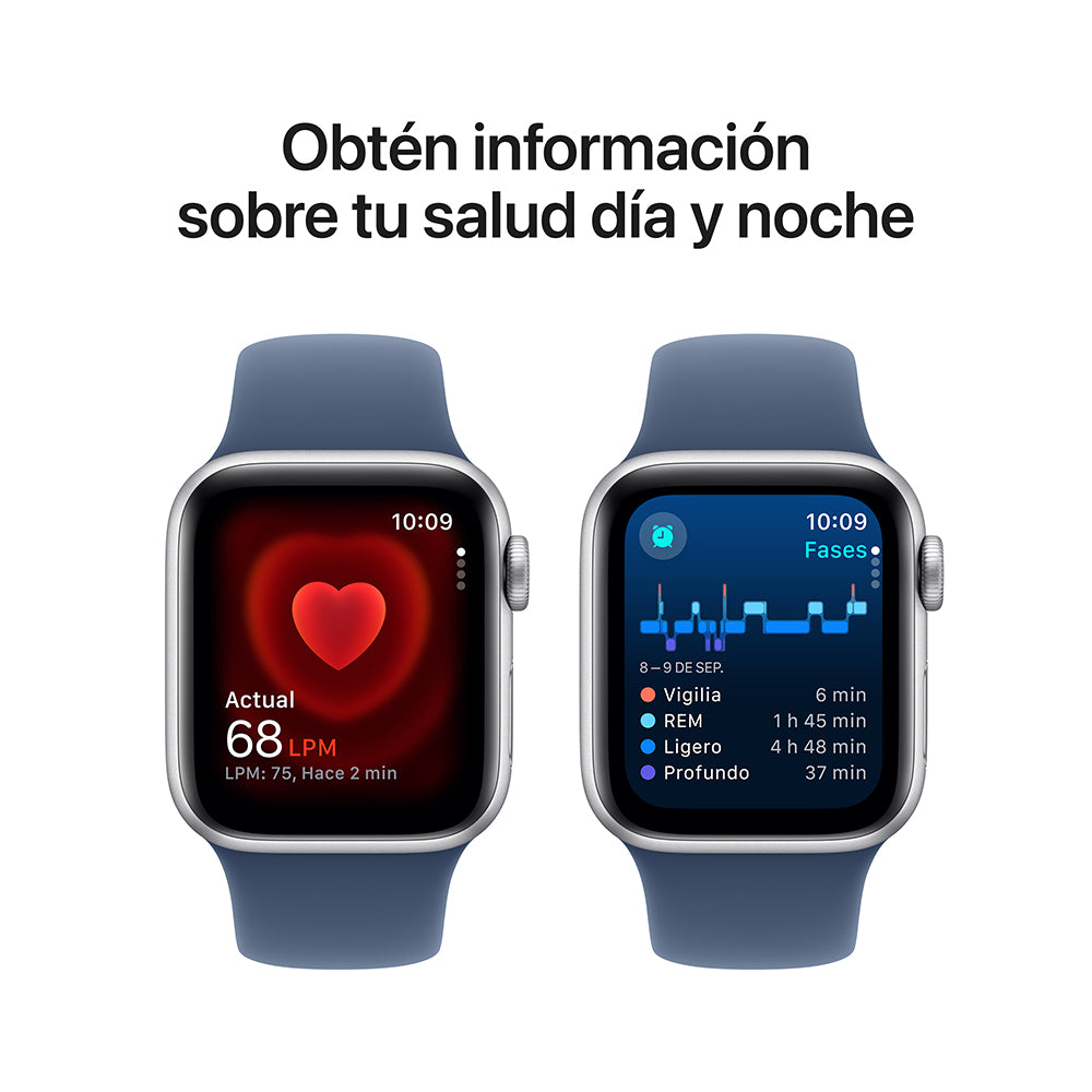 Apple Watch SE GPS 40mm Silver Aluminum Case with Blue Denim Sport Band S/M - Perfect for Fitness Tracking, Running & Everyday Wear
