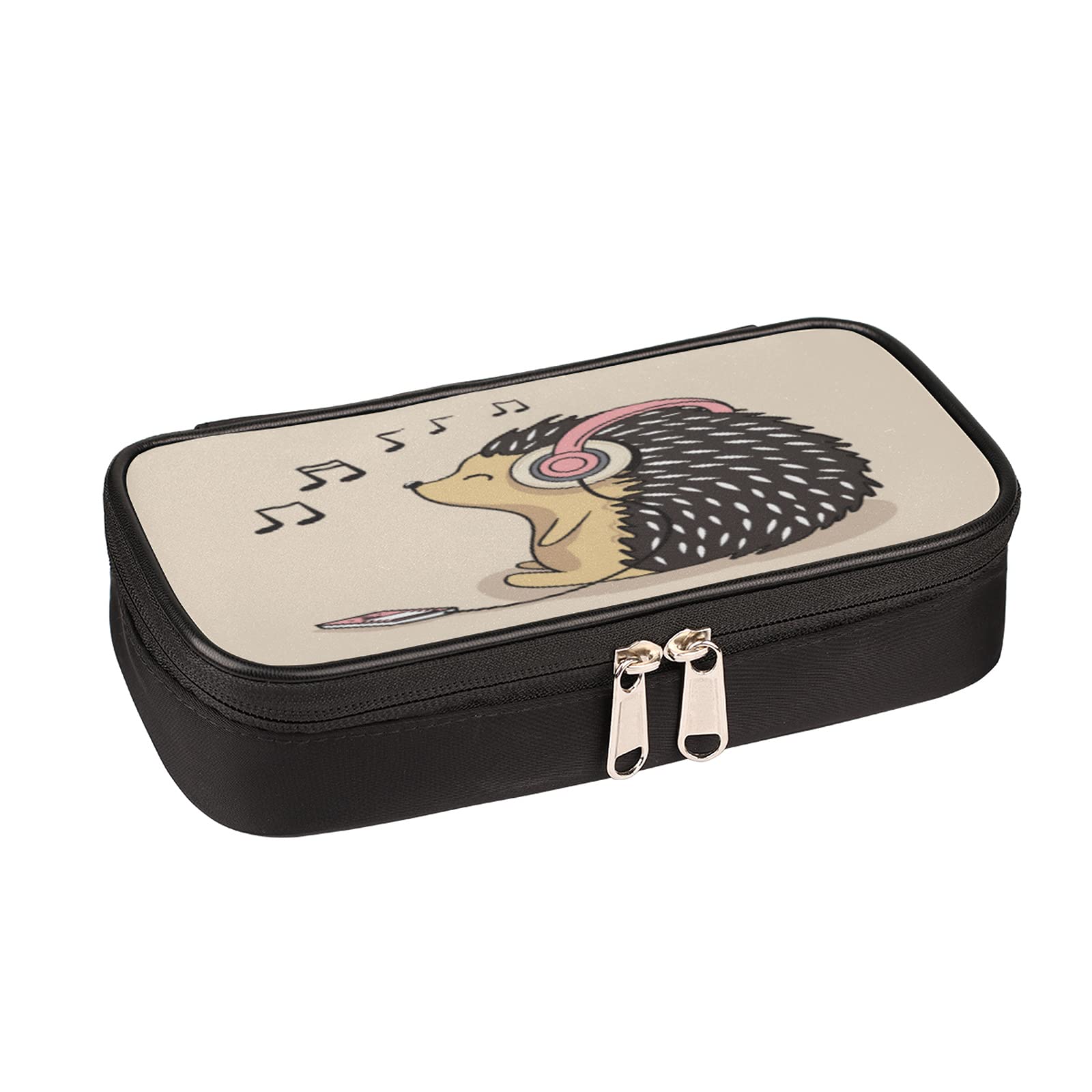 Cheerful Hedgehog Pencil Case - Large Capacity Zippered Pen Pouch, Durable Makeup & Cosmetic Organizer for School, Office, Travel - Perfect for Kids, Teens & Adults