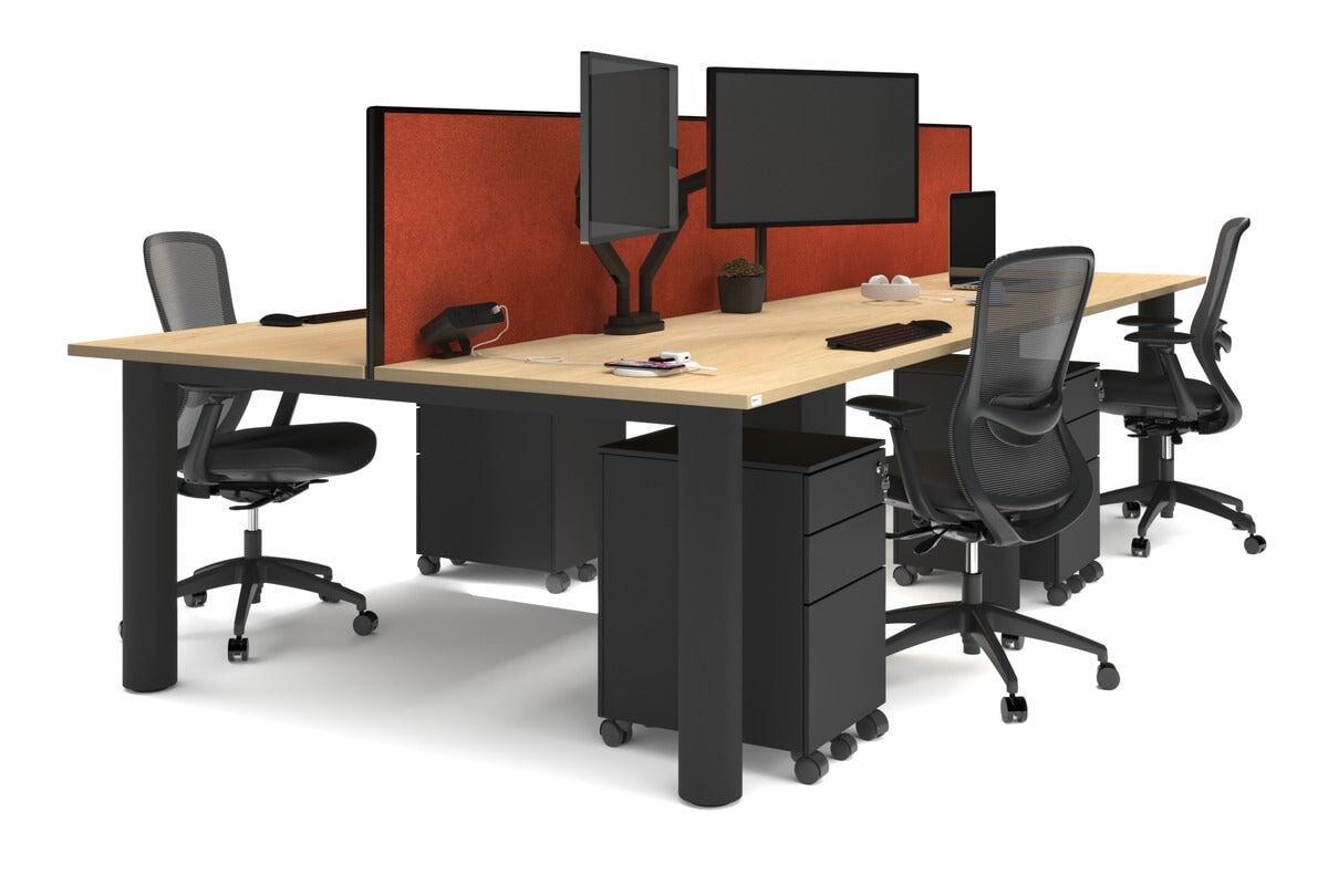 Quadro Cylinder Leg 4-Person Office Workstation Desk - 1800L x 800W with Cable Management - Perfect for Collaborative Workspaces & Open Office Environments