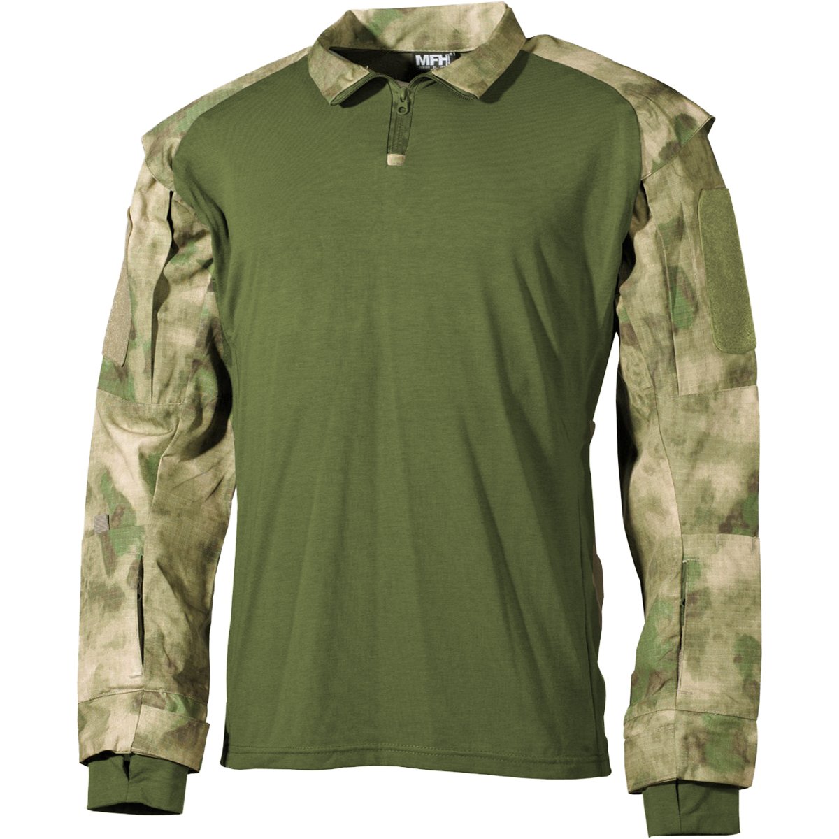 MFH Men's Tactical Shirt - US Military Style HDT Camo FG - Durable Combat & Outdoor Shirt for Hunting, Hiking & Airsoft Activities