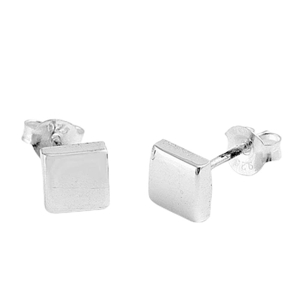 Square Stud Earrings .925 Sterling Silver for Women - Minimalist Geometric Jewelry for Everyday Wear, Parties & Gifts