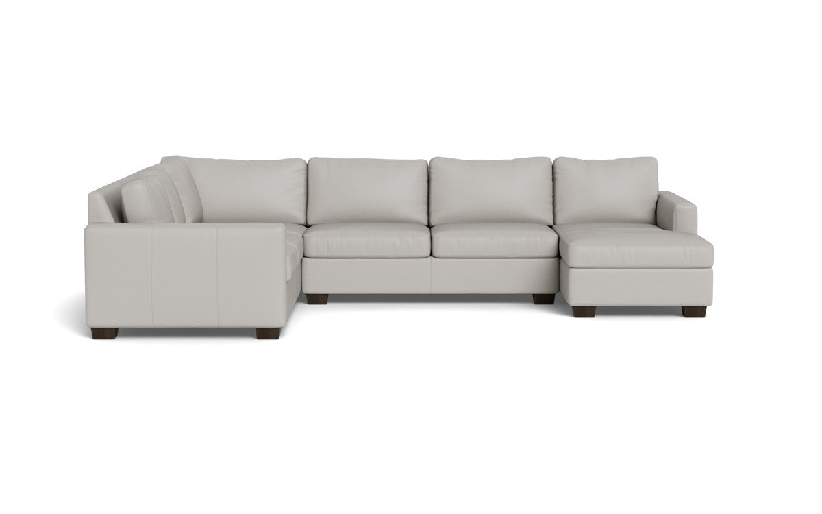 Track 141 Genuine Leather Corner Sectional Sofa with Full Sleeper & Right Chaise - Modern Living Room Furniture for Home Theater & Family Gatherings